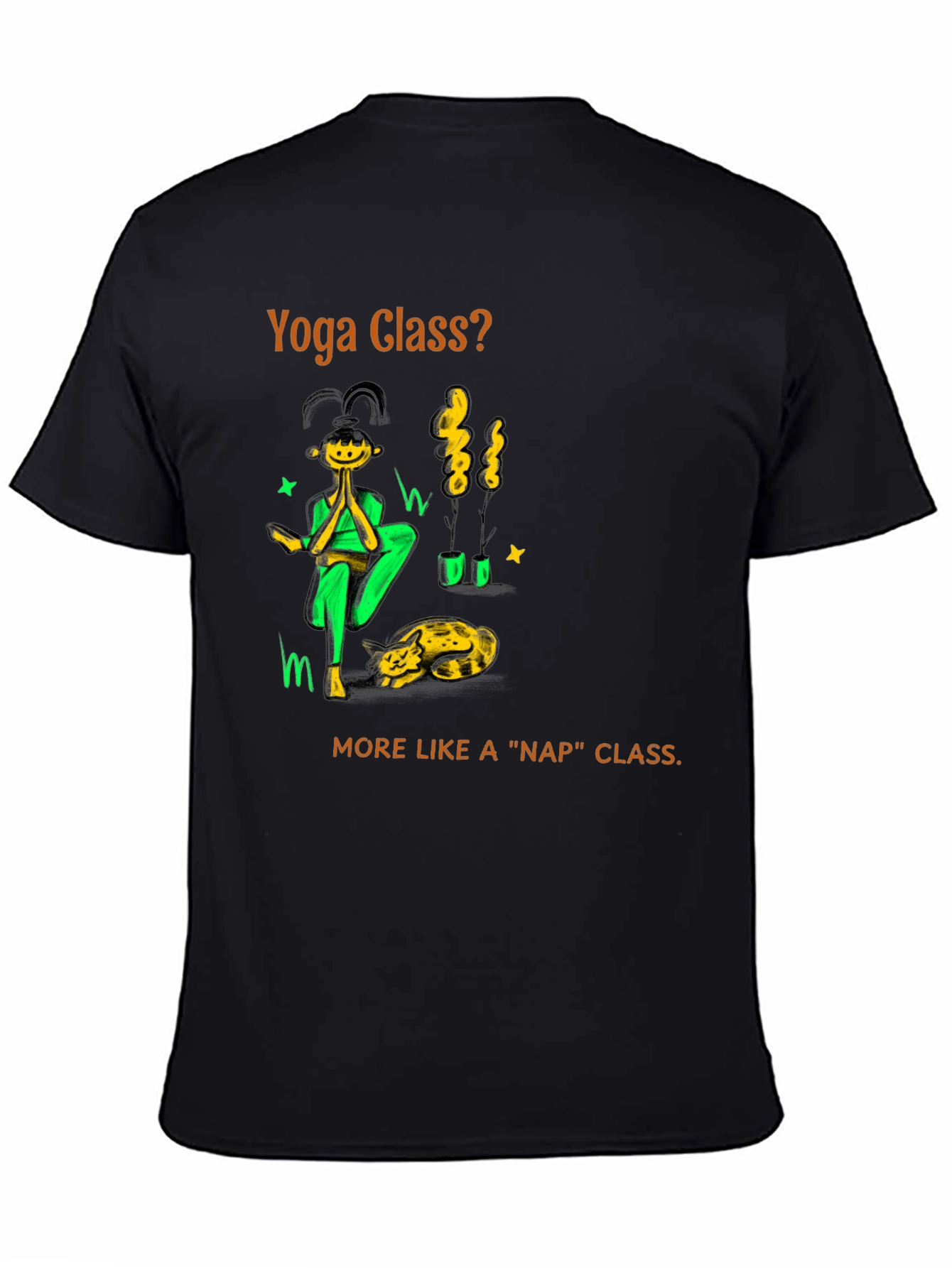 Yoga Nap Class Black Cotton T-Shirt
