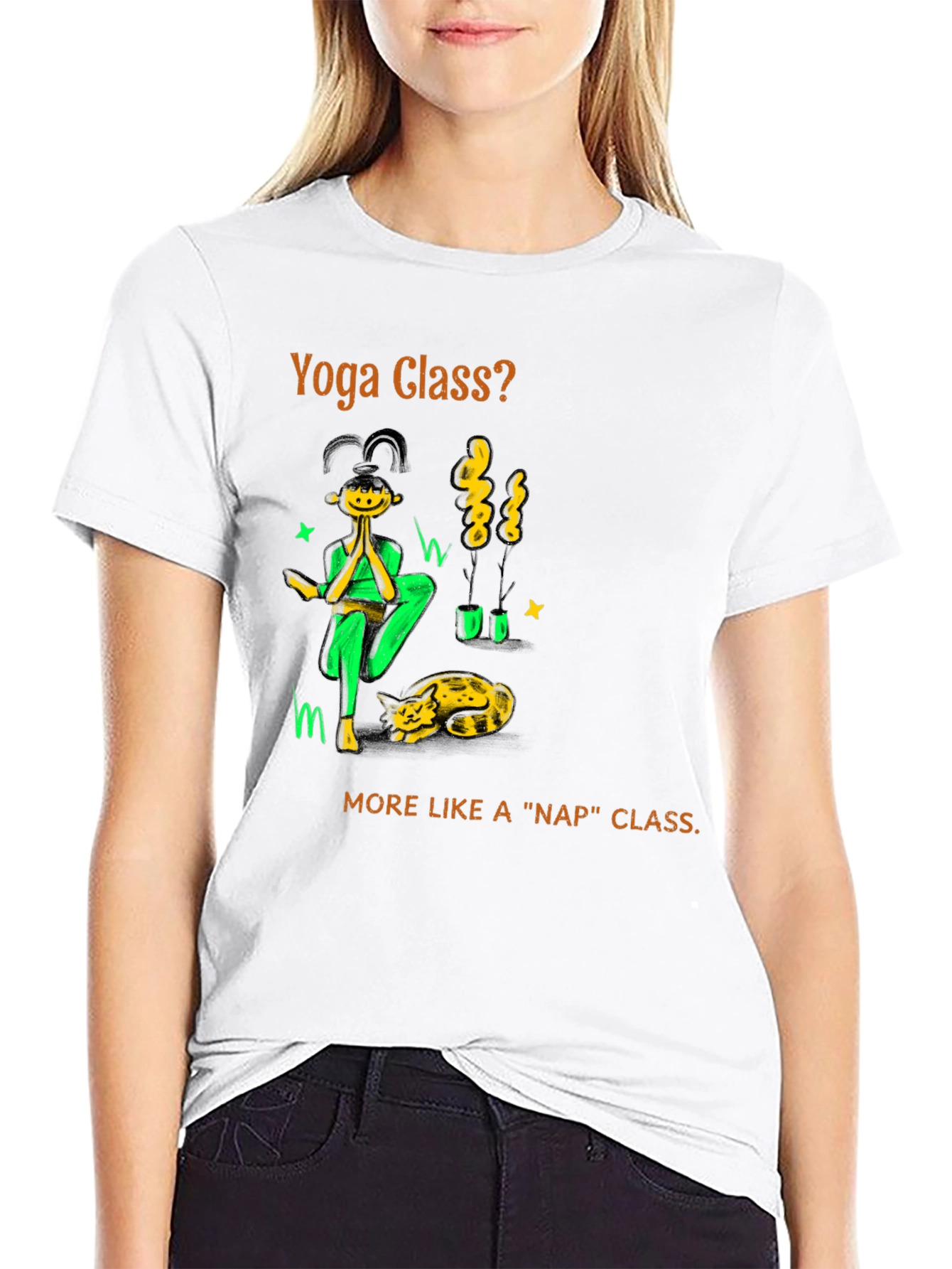 Yoga Nap Class Black Cotton T-Shirt