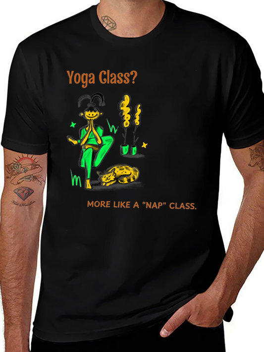 Yoga Nap Class Black Cotton T-Shirt