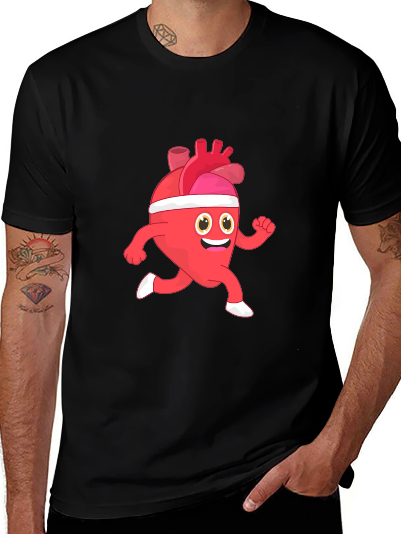Running Heart Cartoon T-Shirt
