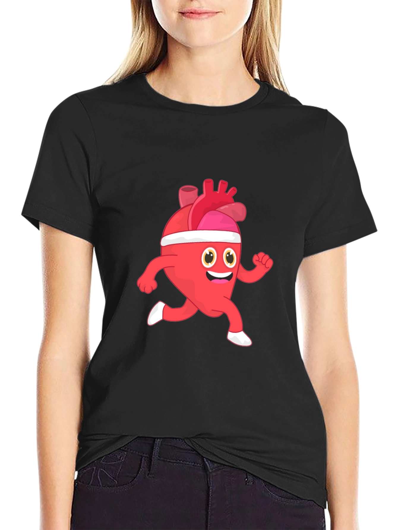 Running Heart Cartoon T-Shirt