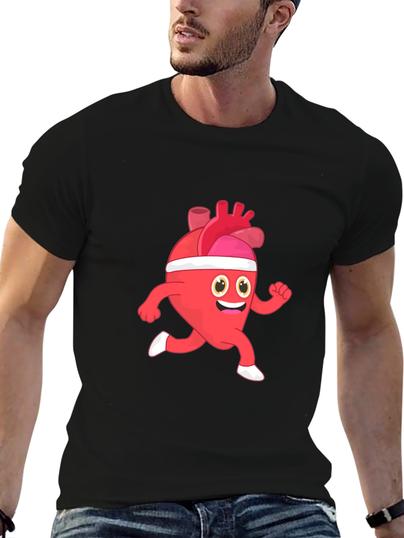 Running Heart Cartoon T-Shirt