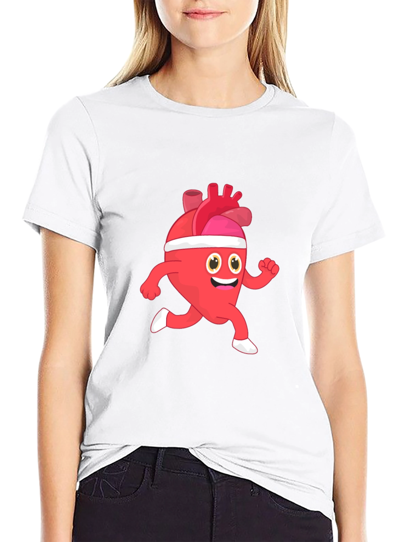 Running Heart Cartoon T-Shirt