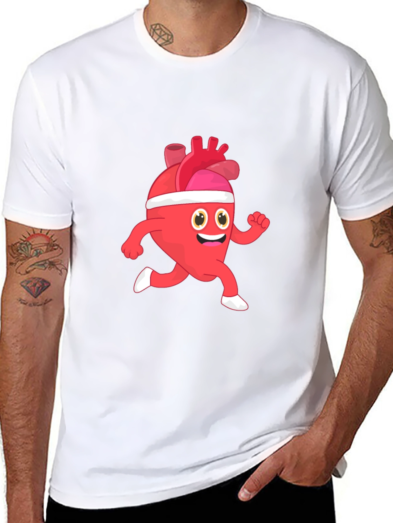 Running Heart Cartoon T-Shirt
