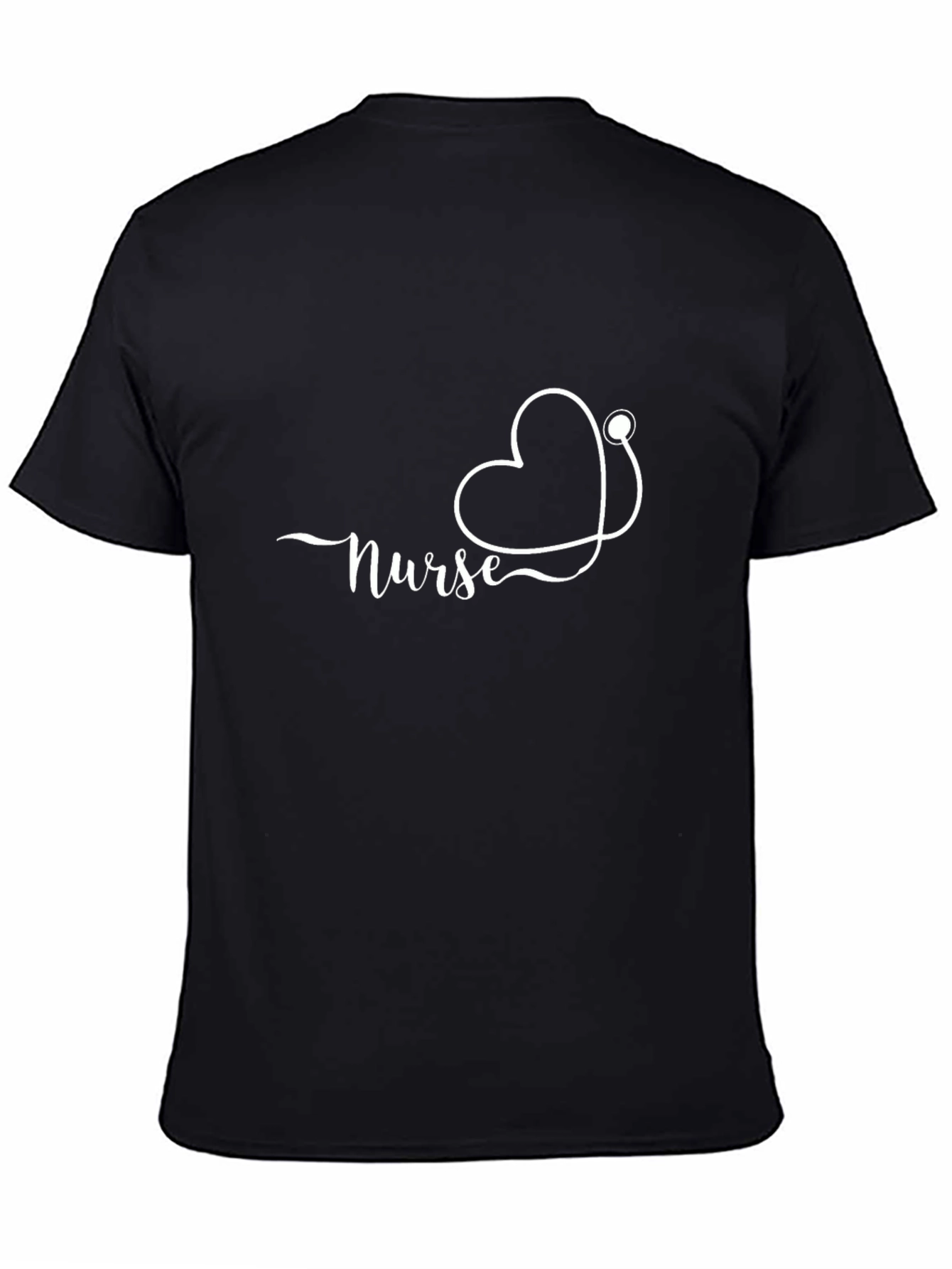 Nurse Heart Stethoscope Black T-Shirt