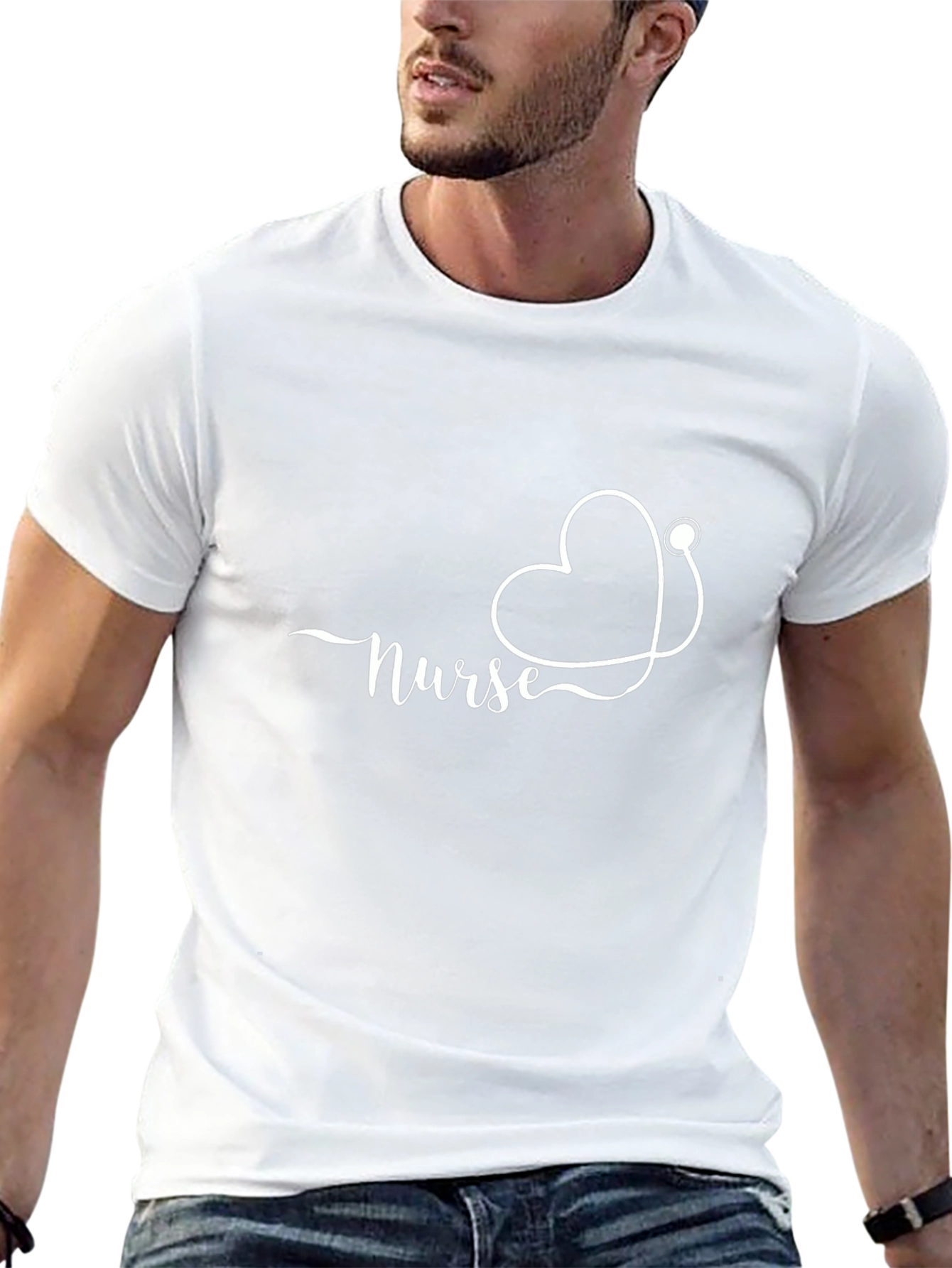 Nurse Heart Stethoscope Black T-Shirt