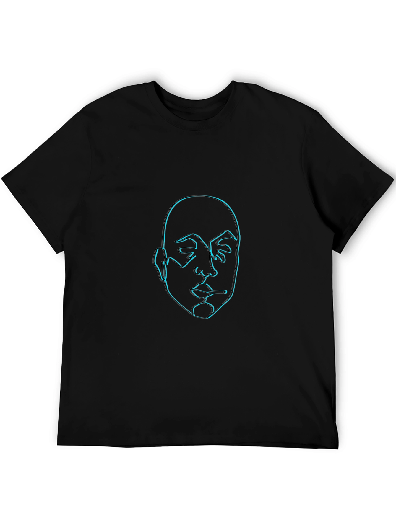 Neon Face Outline Graphic Black T-Shirt