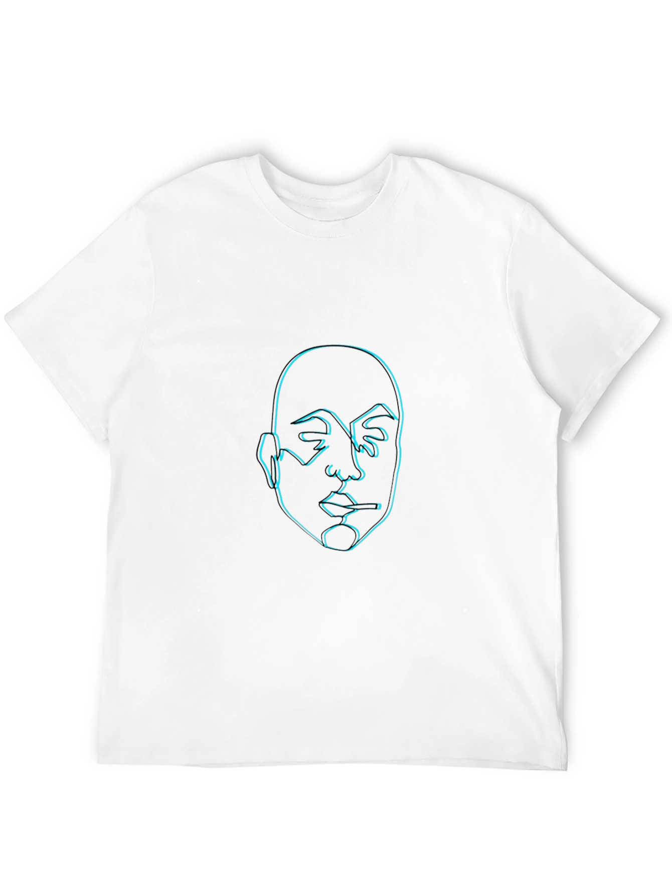 Neon Face Outline Graphic Black T-Shirt