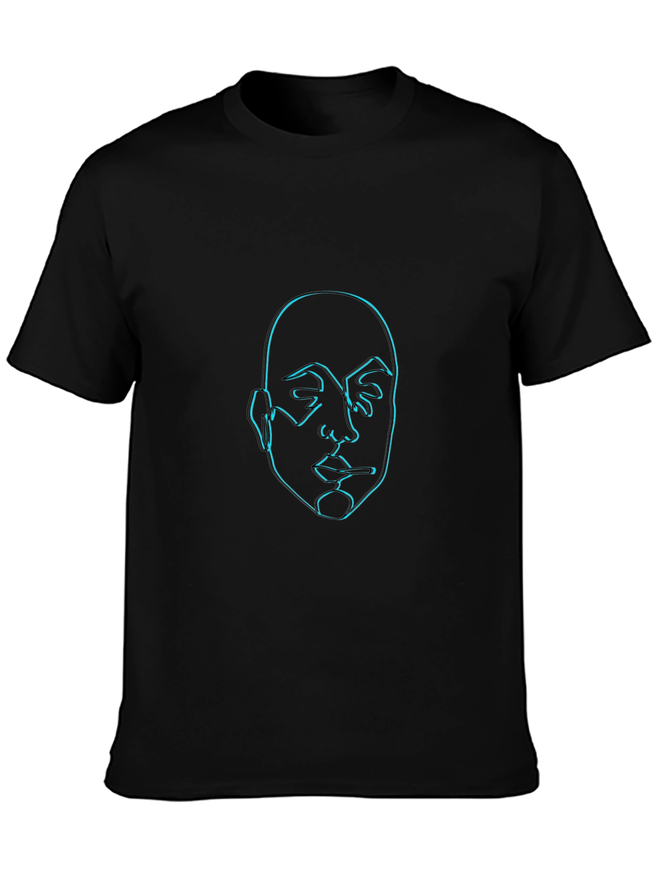 Neon Face Outline Graphic Black T-Shirt