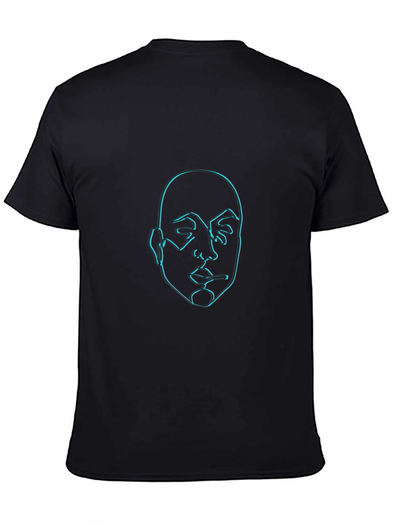 Neon Face Outline Graphic Black T-Shirt