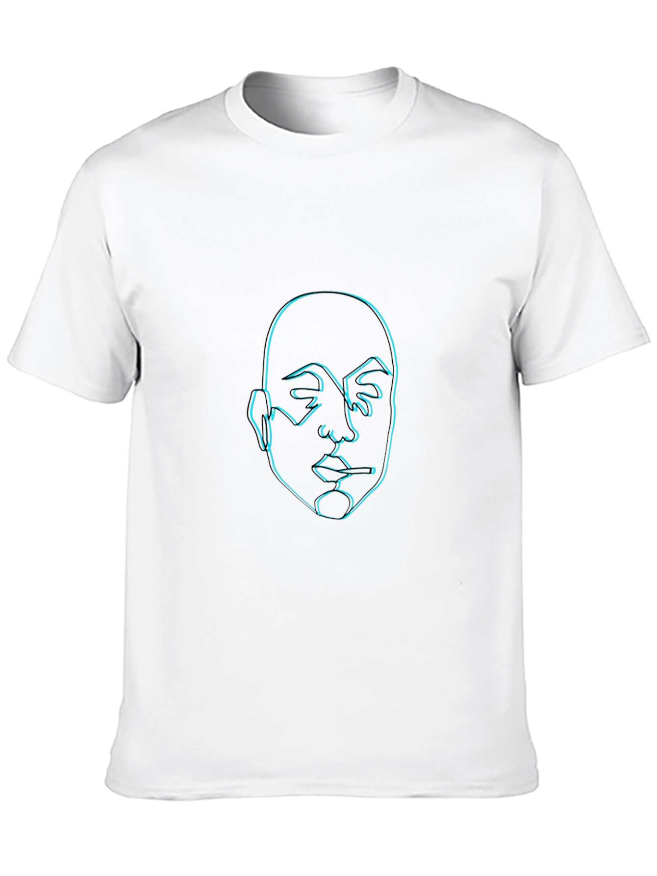 Neon Face Outline Graphic Black T-Shirt