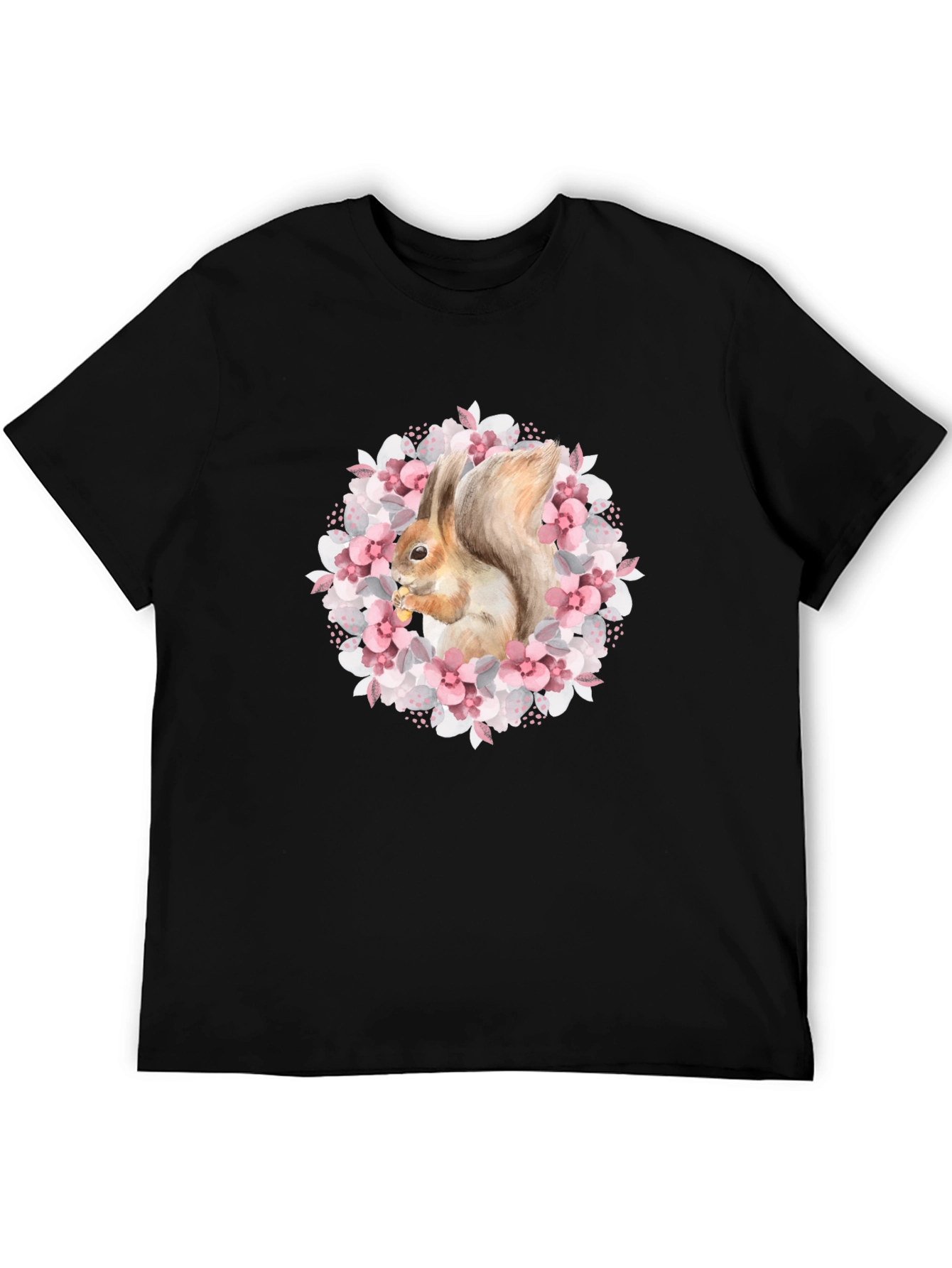Squirrel in Floral Wreath Graphic Tee