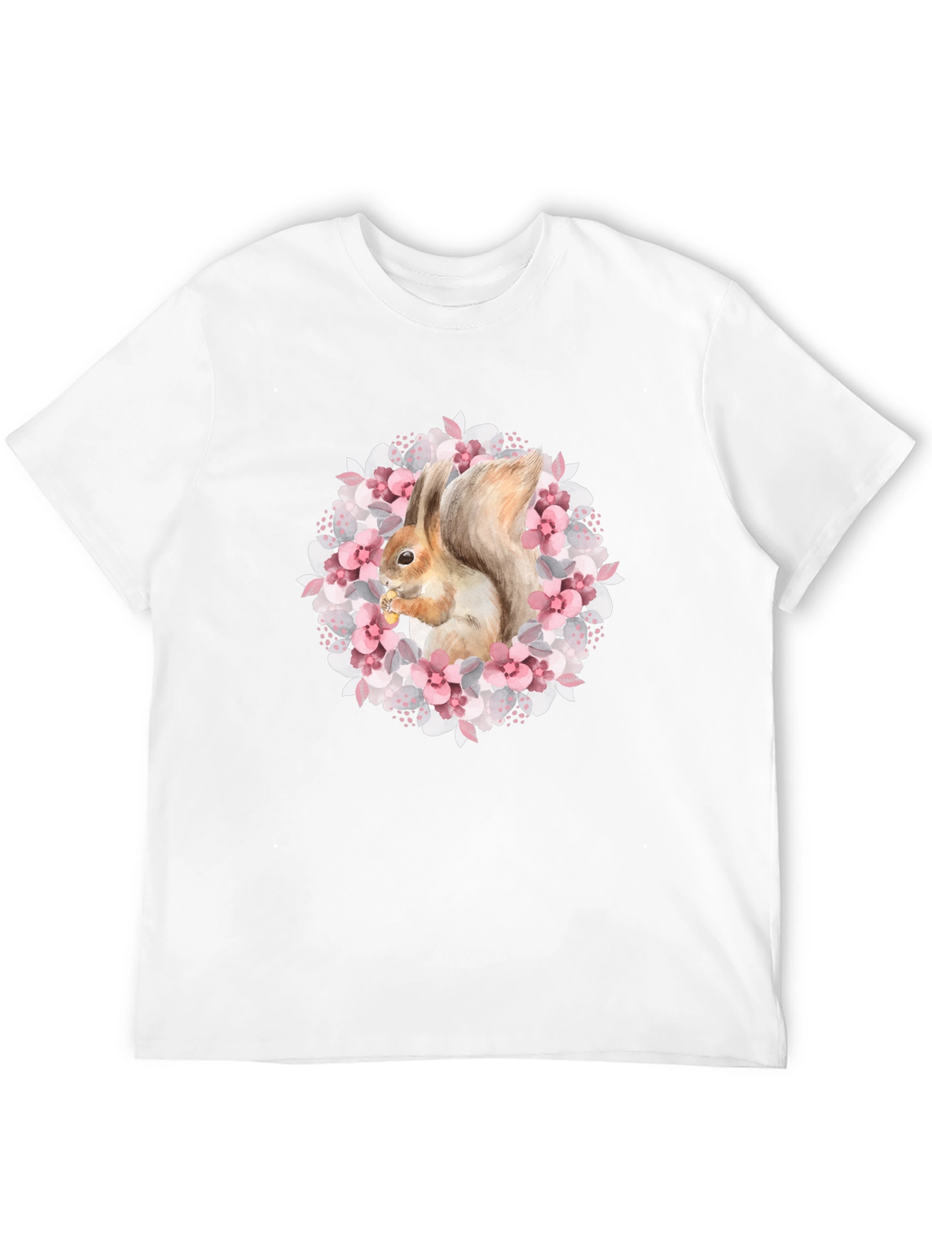 Squirrel in Floral Wreath Graphic Tee