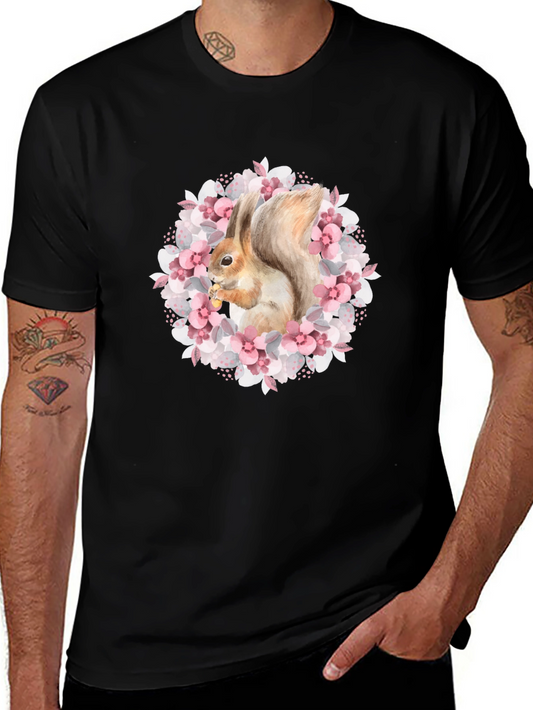 Squirrel in Floral Wreath Graphic Tee