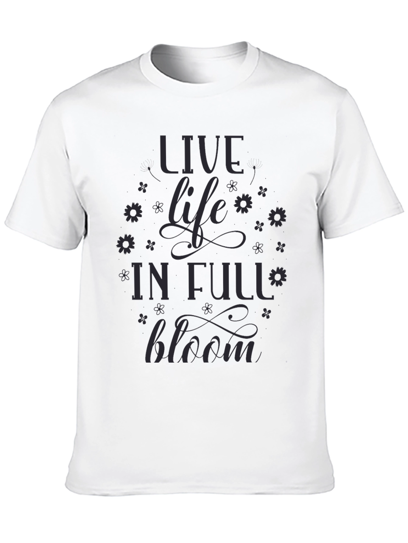 Live Life in Full Bloom Graphic Tee - Black