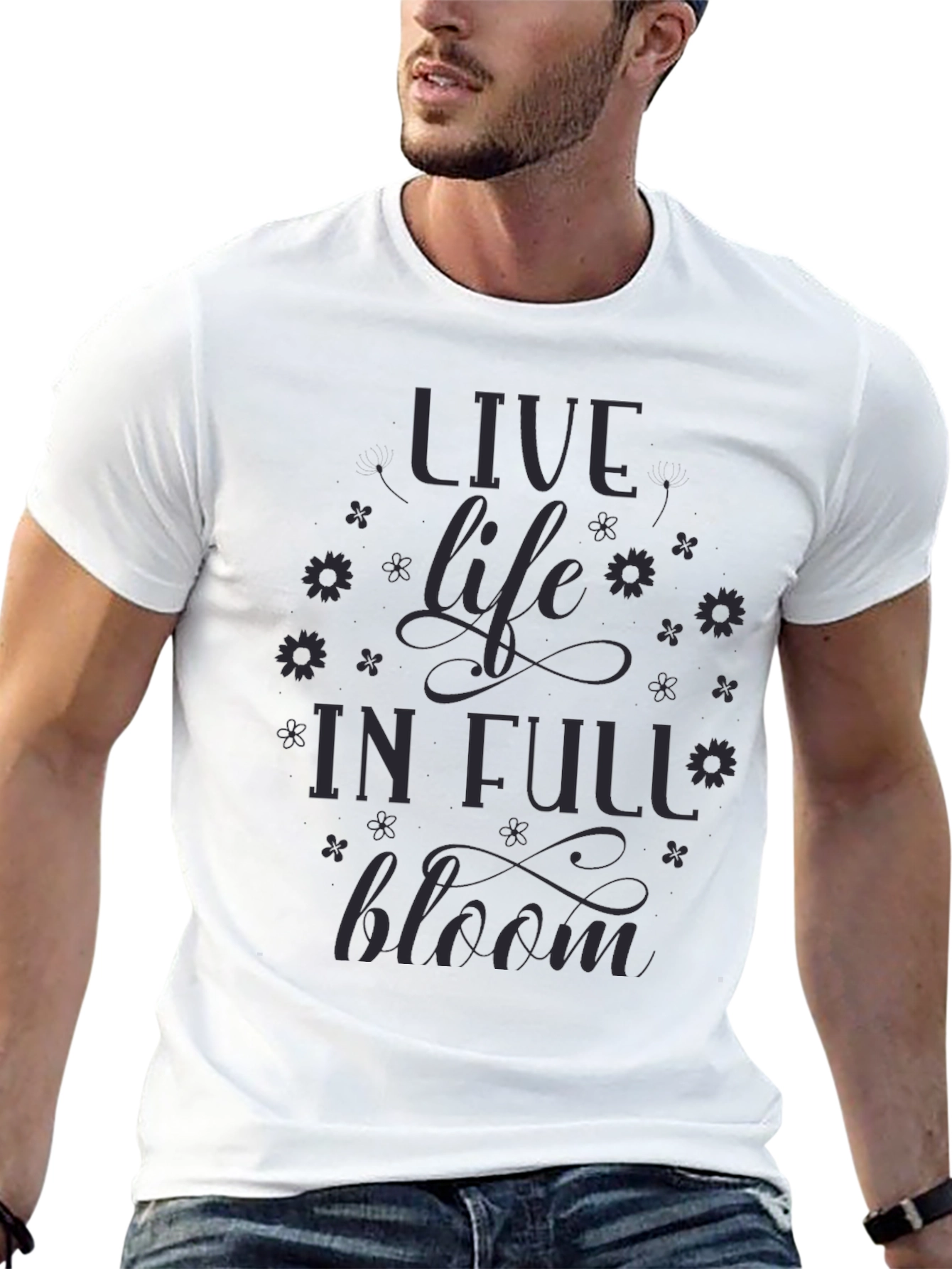 Live Life in Full Bloom Graphic Tee - Black