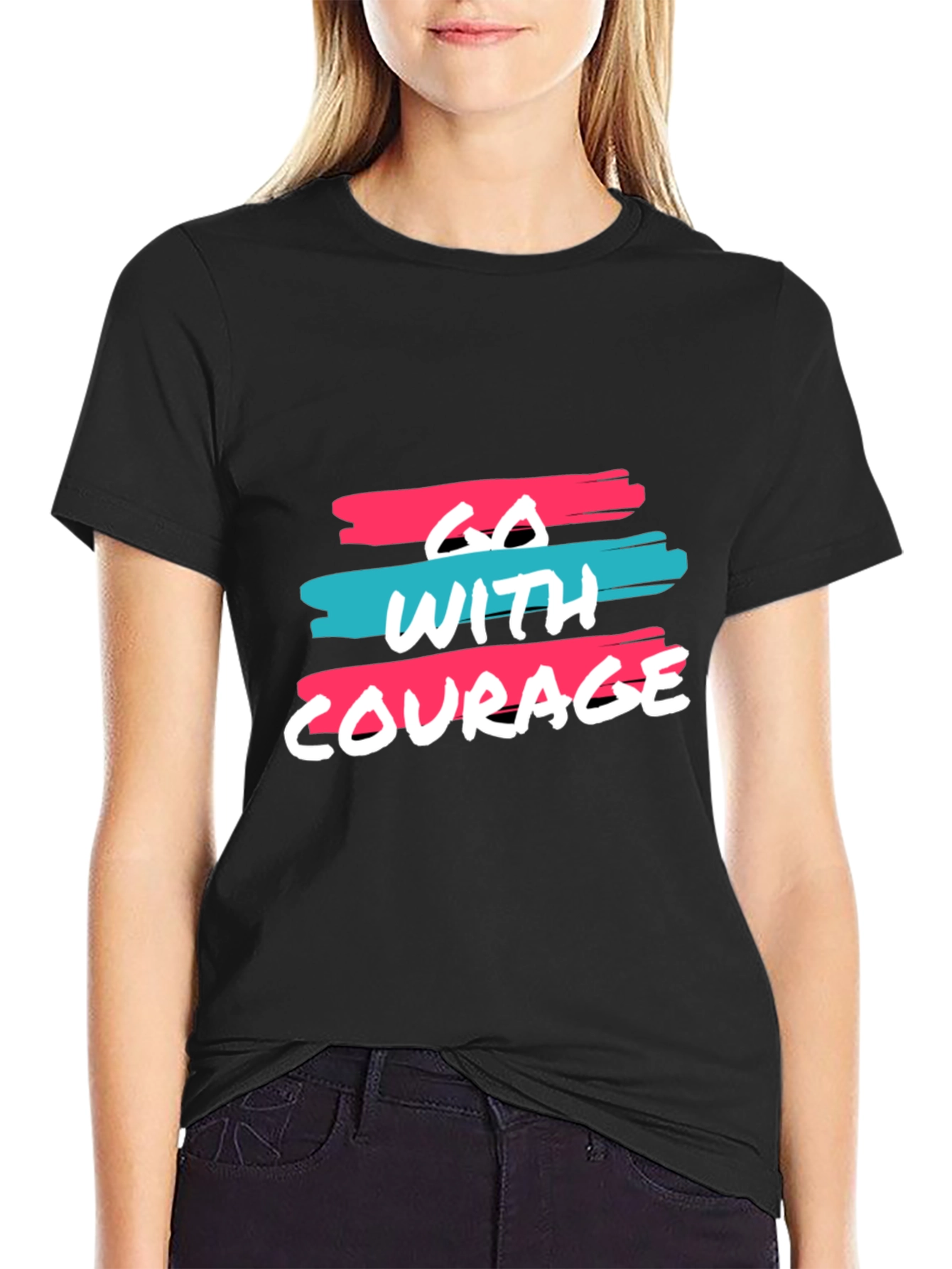 Go With Courage Black Graphic Tee