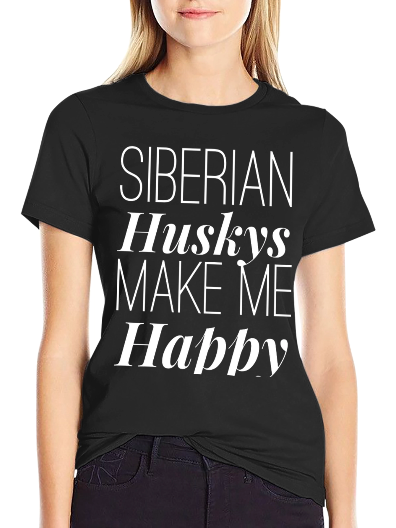 Siberian Husky T-Shirt: Makes Me Happy