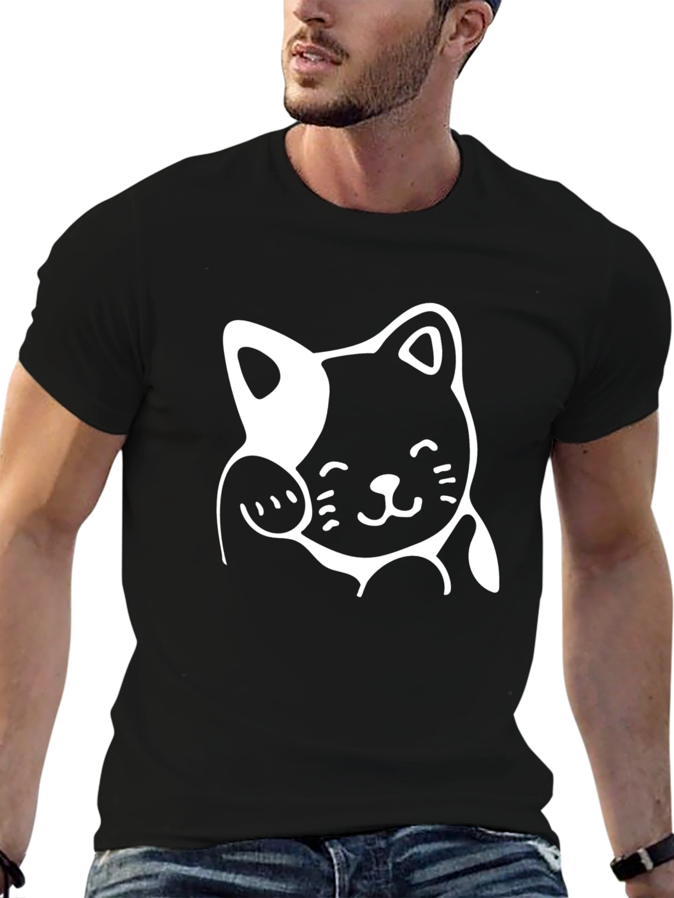 Lucky Cat Graphic Tee - Black