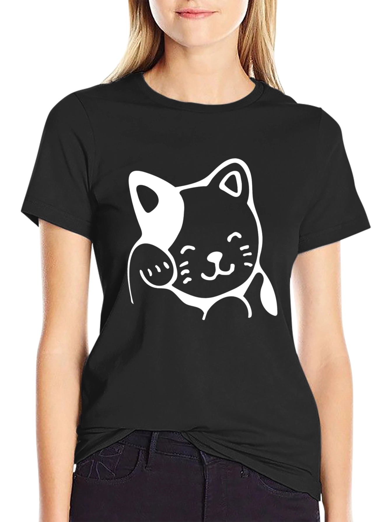 Lucky Cat Graphic Tee - Black