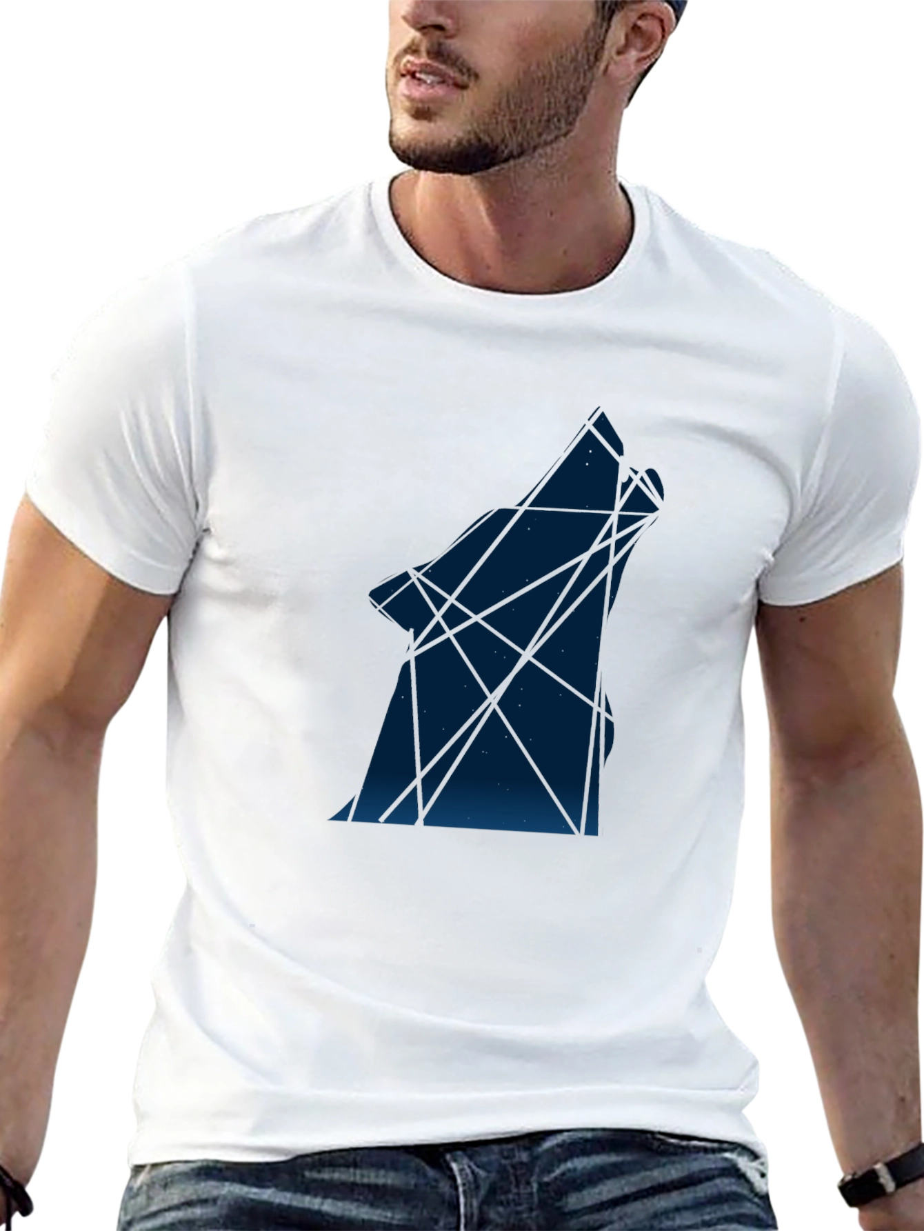 Geometric Wolf Print T-Shirt