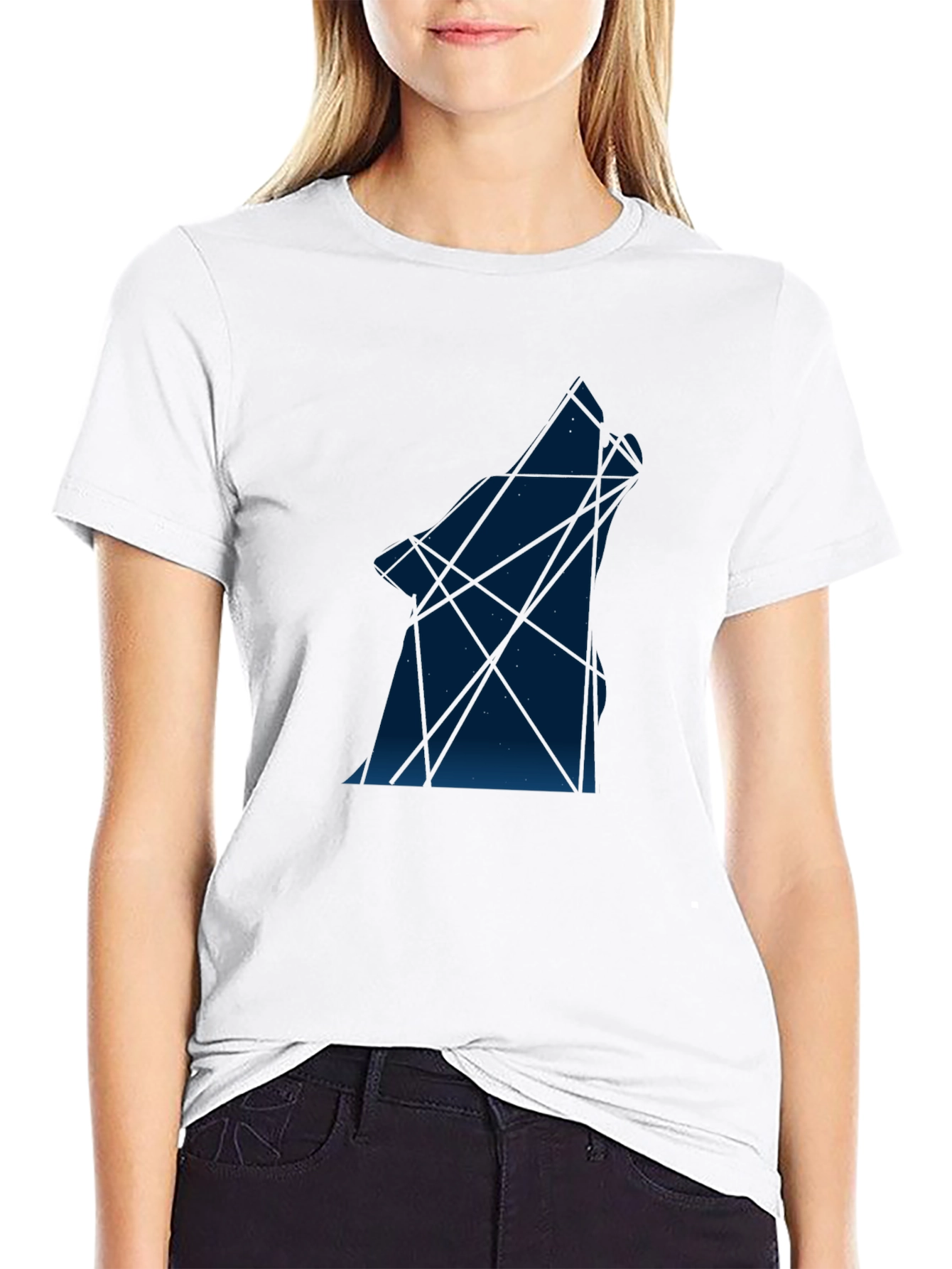 Geometric Wolf Print T-Shirt