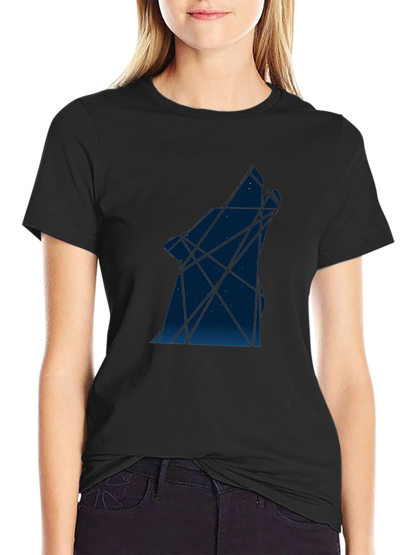 Geometric Wolf Print T-Shirt