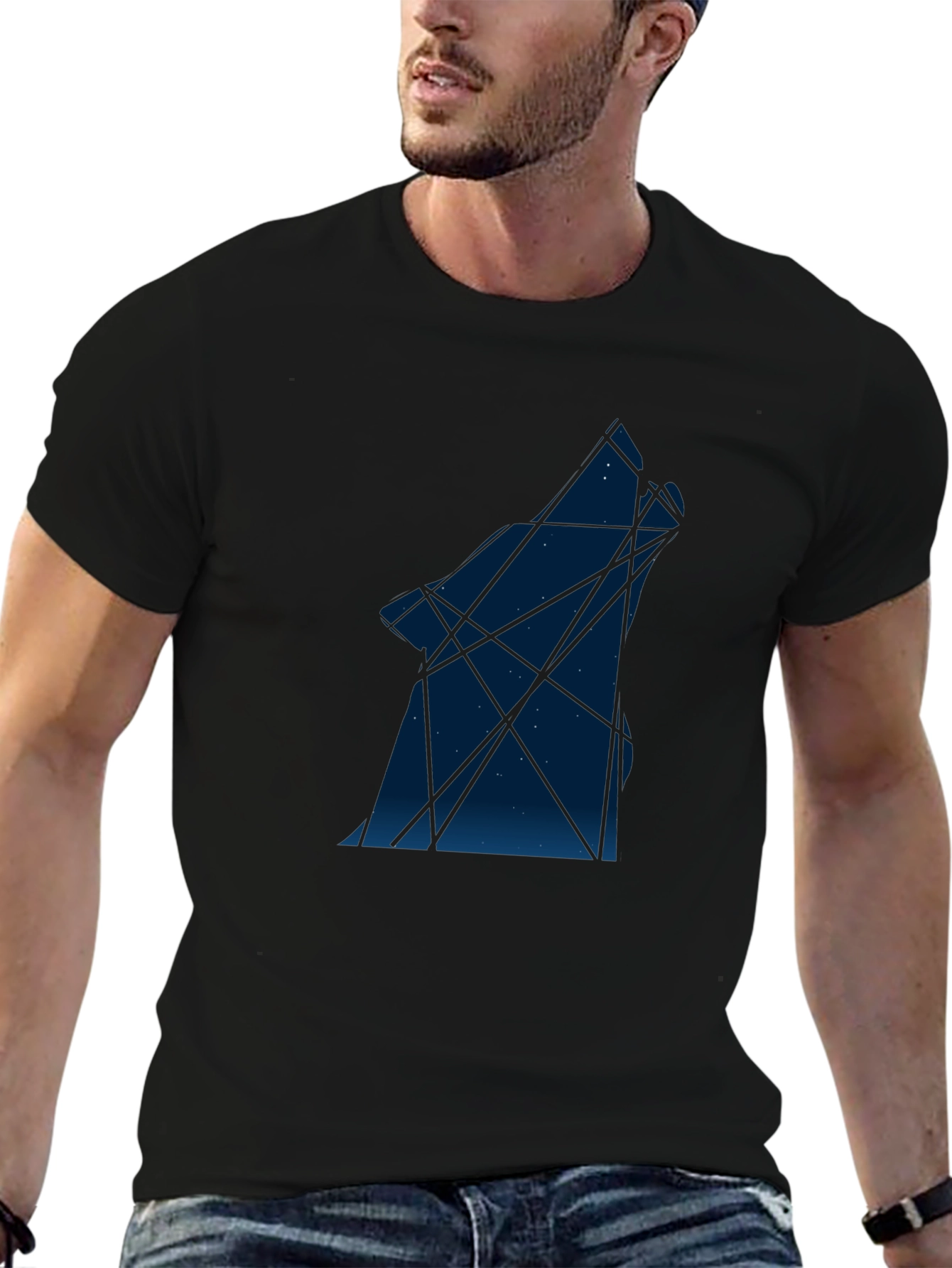 Geometric Wolf Print T-Shirt