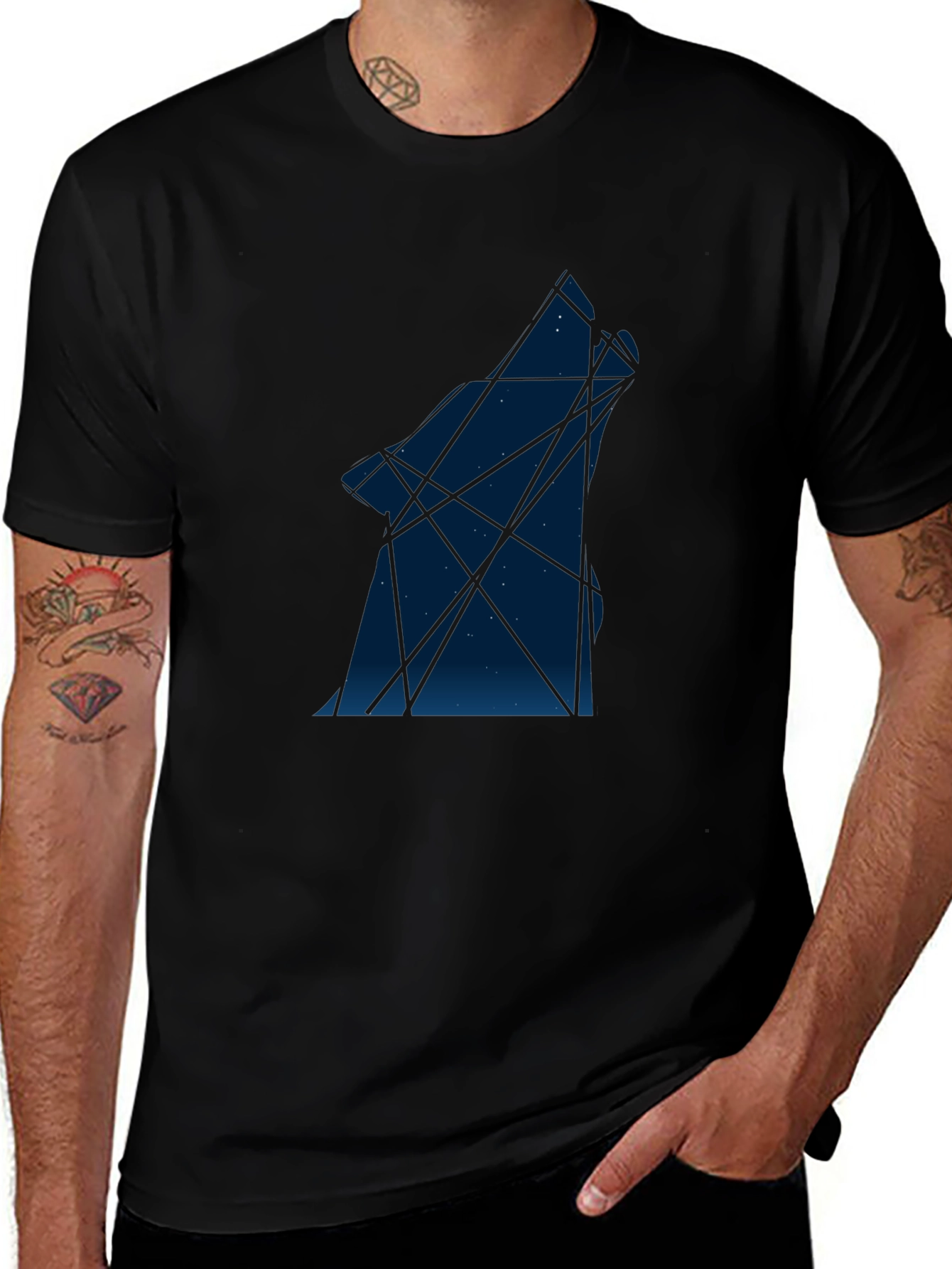 Geometric Wolf Print T-Shirt