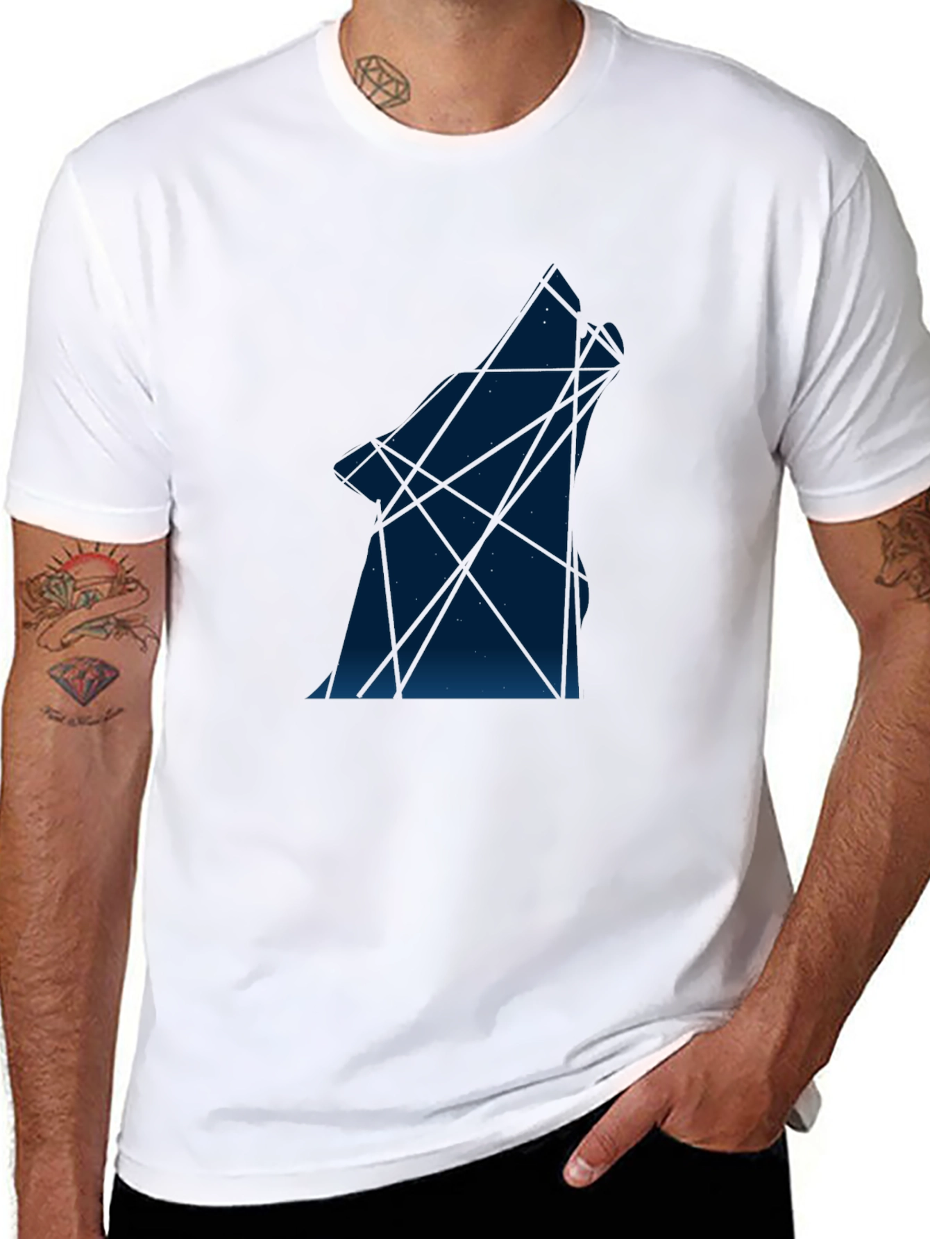 Geometric Wolf Print T-Shirt