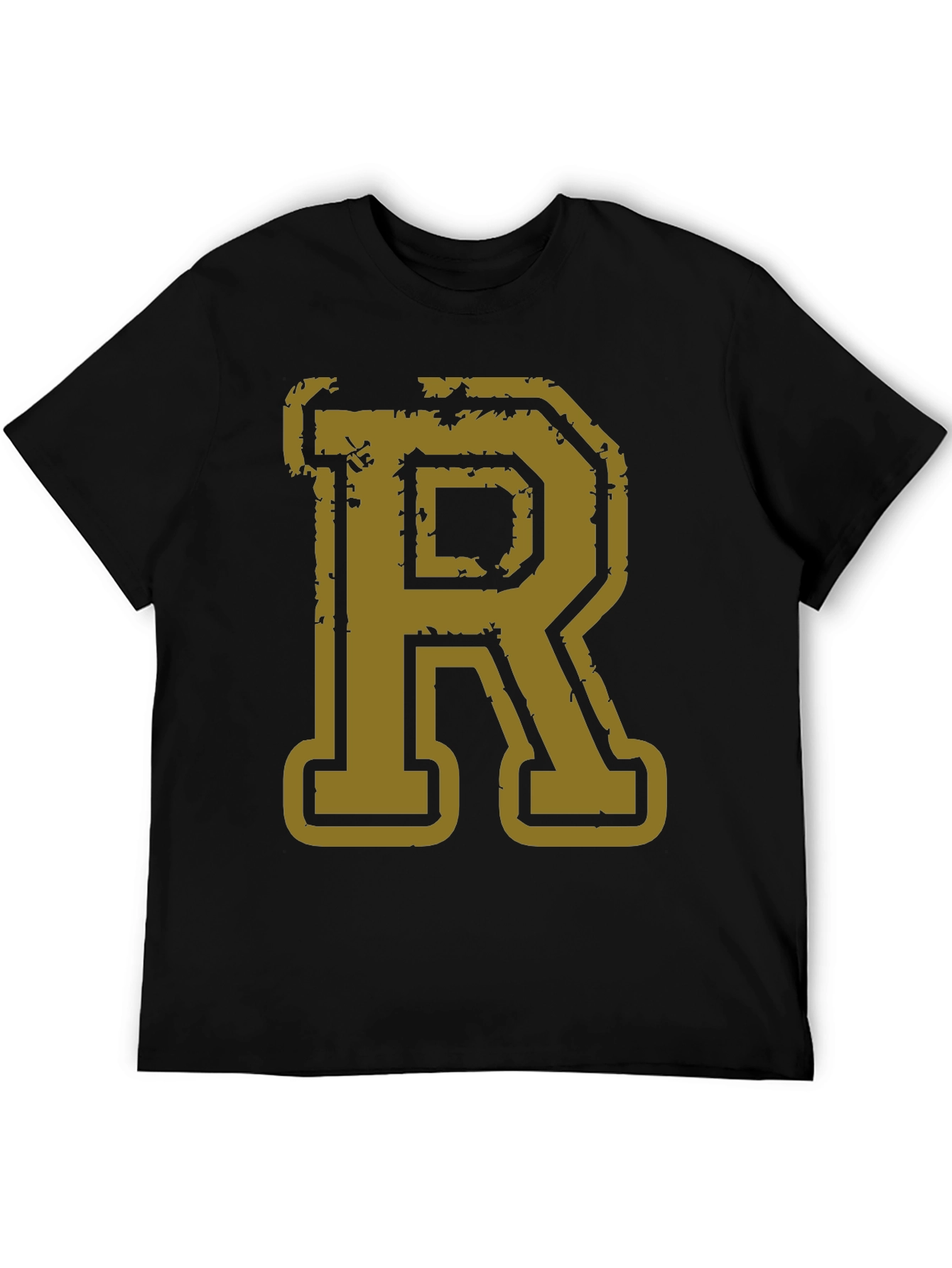 Letter R Graphic Print Black T-Shirt