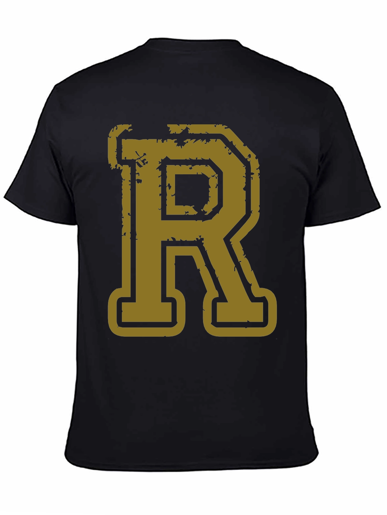 Letter R Graphic Print Black T-Shirt