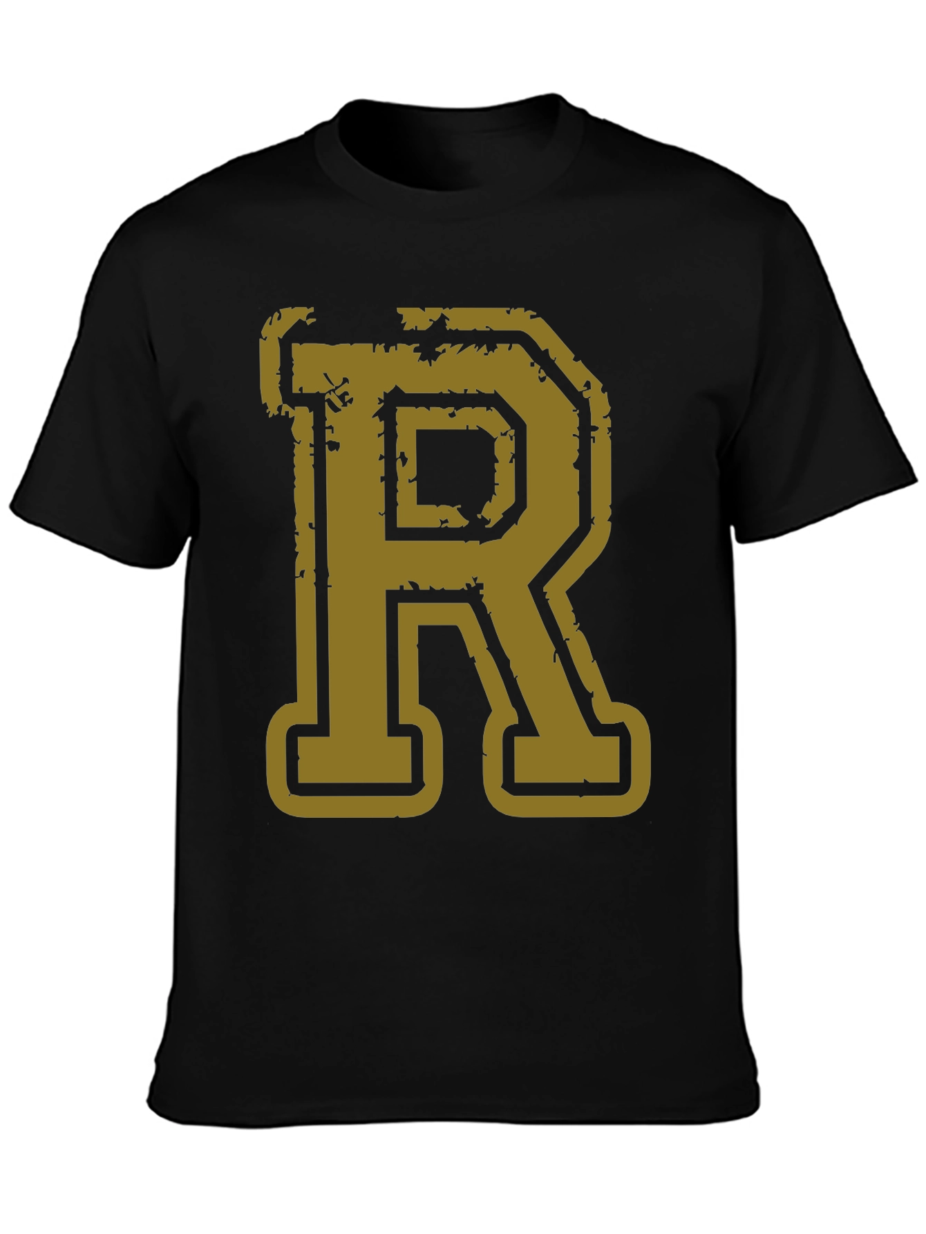 Letter R Graphic Print Black T-Shirt