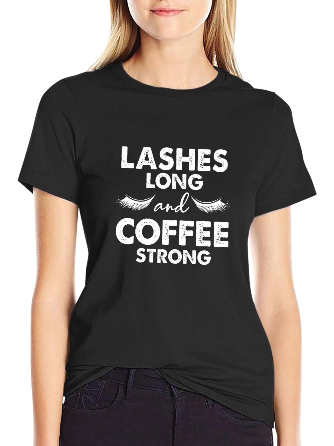 Lashes Long & Coffee Strong Graphic Tee