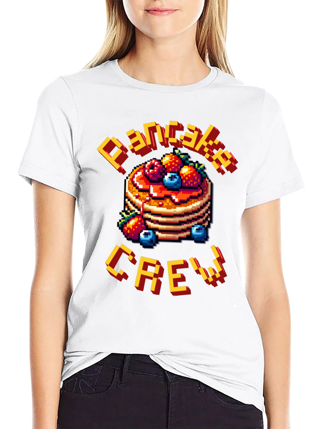 Pancake Crew Pixel Art T-Shirt - Breakfast Lover Tee