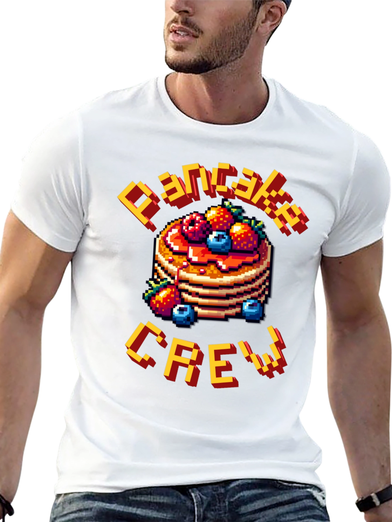 Pancake Crew Pixel Art T-Shirt - Breakfast Lover Tee