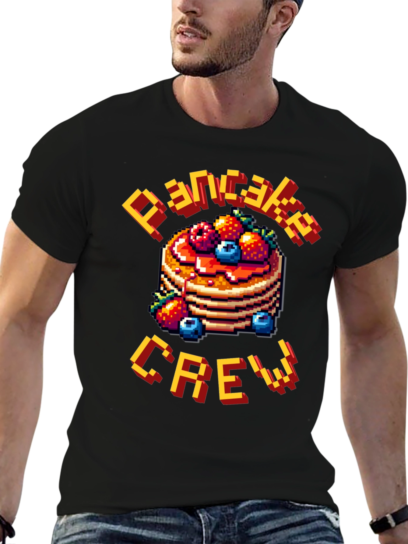 Pancake Crew Pixel Art T-Shirt - Breakfast Lover Tee