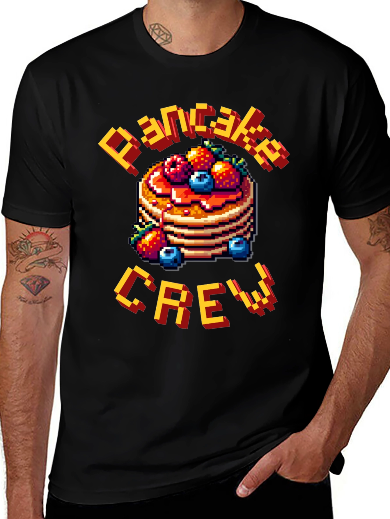 Pancake Crew Pixel Art T-Shirt - Breakfast Lover Tee