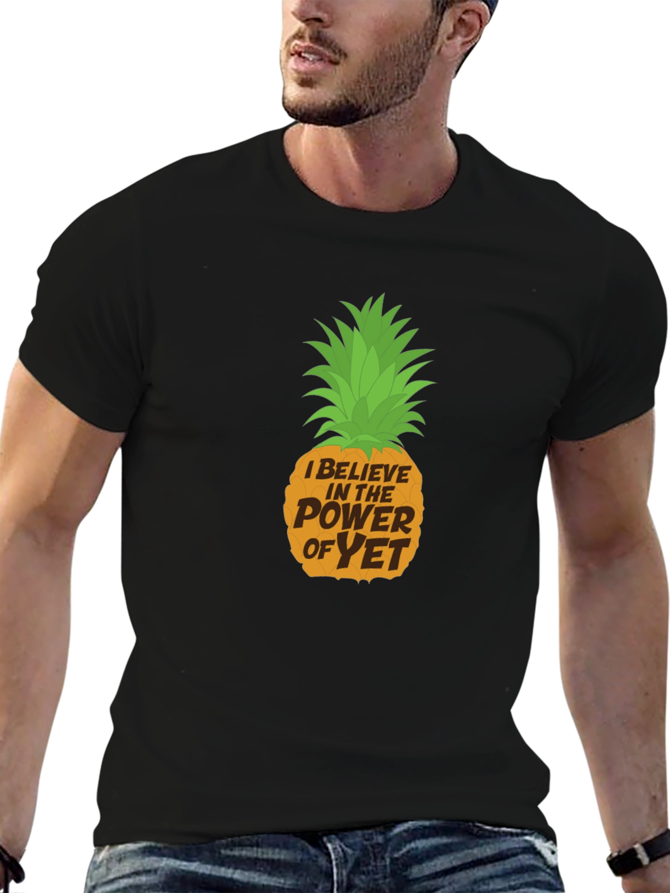 Power of Yet Pineapple Graphic Tee - Black Cotton