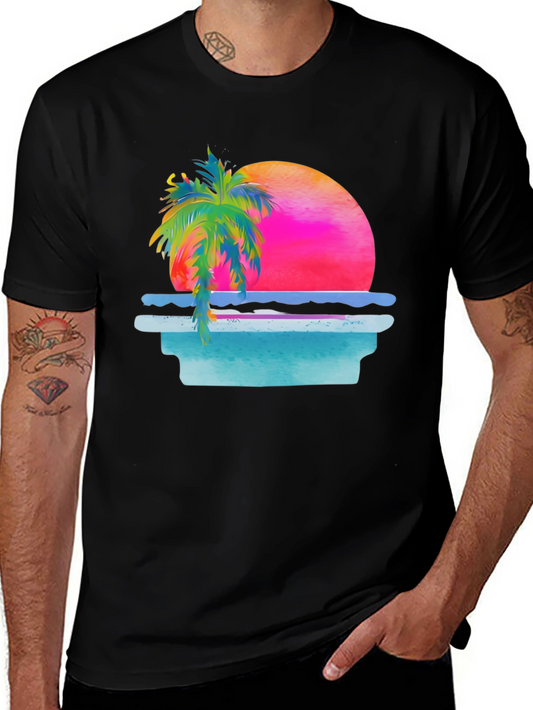 Retro Sunset Palm Tree Graphic Tee