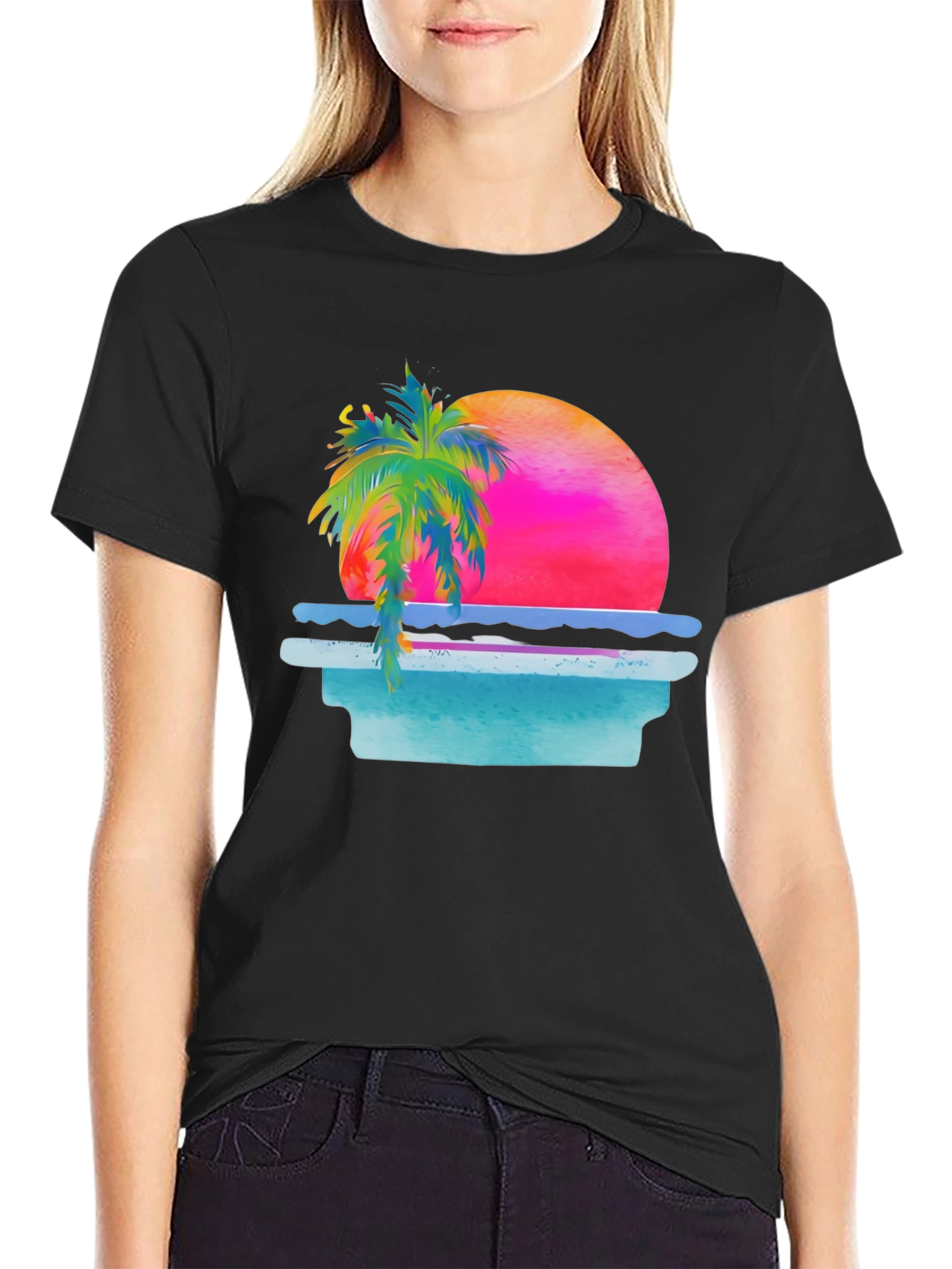 Retro Sunset Palm Tree Graphic Tee