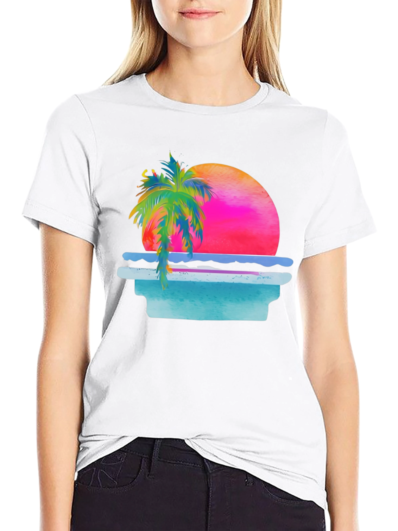 Retro Sunset Palm Tree Graphic Tee