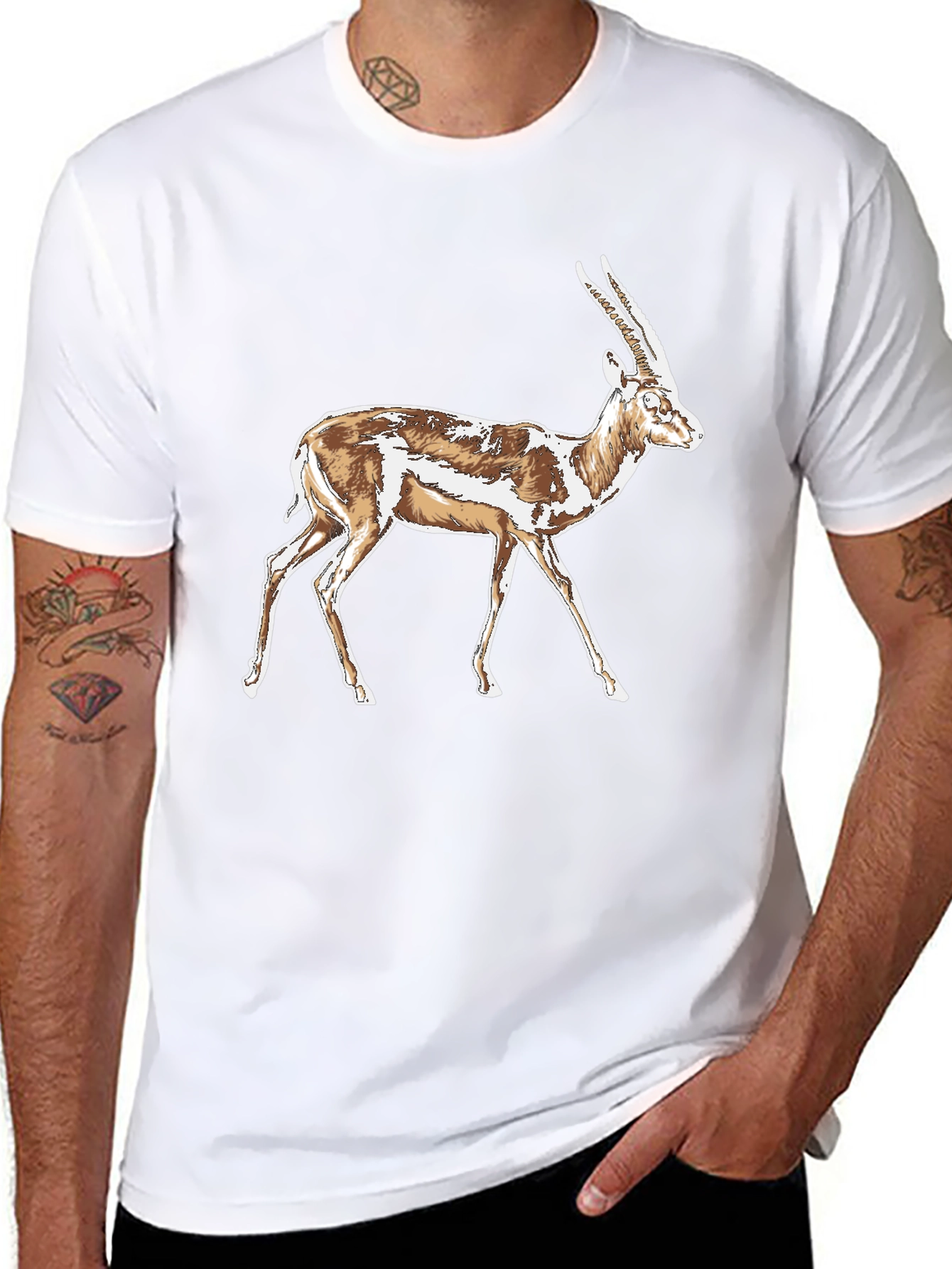 Gazelle Graphic T-Shirt - Stylish Animal Print Tee