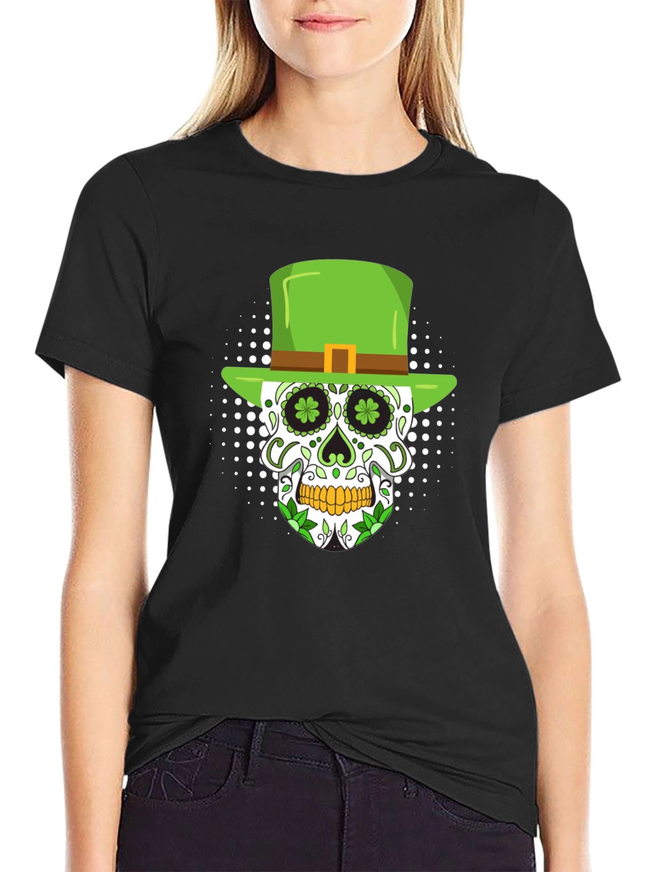 St. Patricks Day Skull Graphic T-Shirt