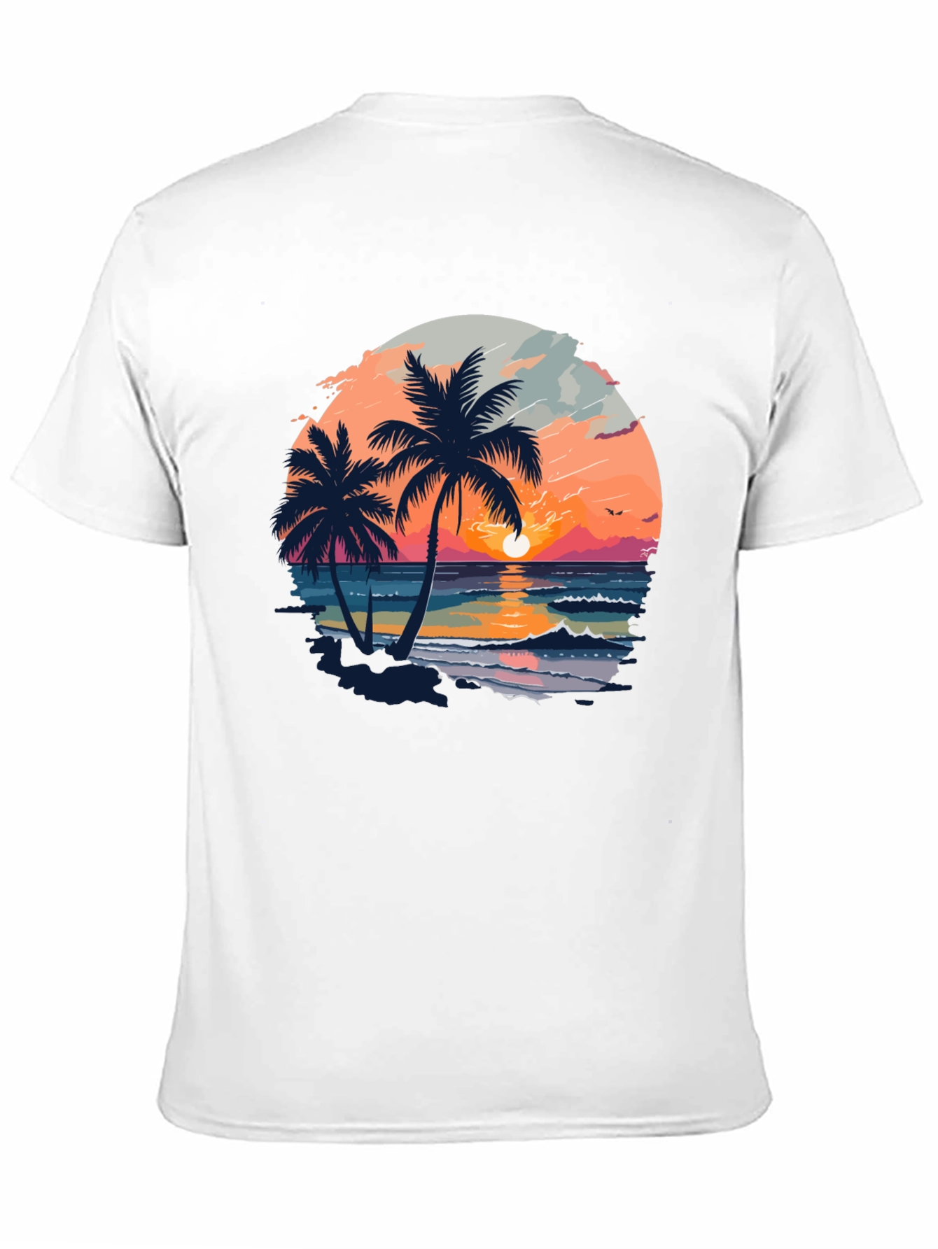 Tropical Sunset Palm Tree Graphic Black T-Shirt