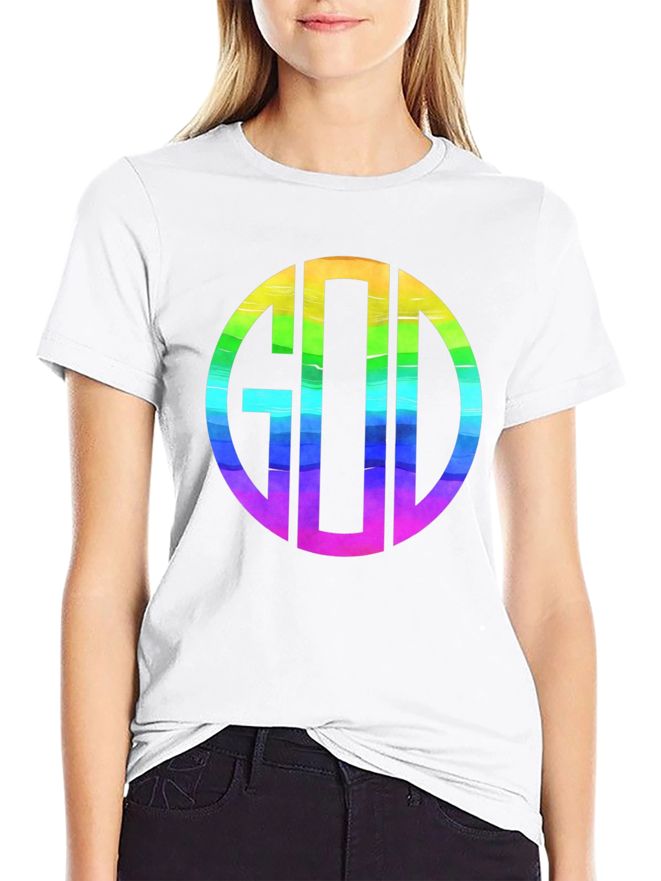 Rainbow GOD Monogram T-Shirt - Religious Graphic Tee