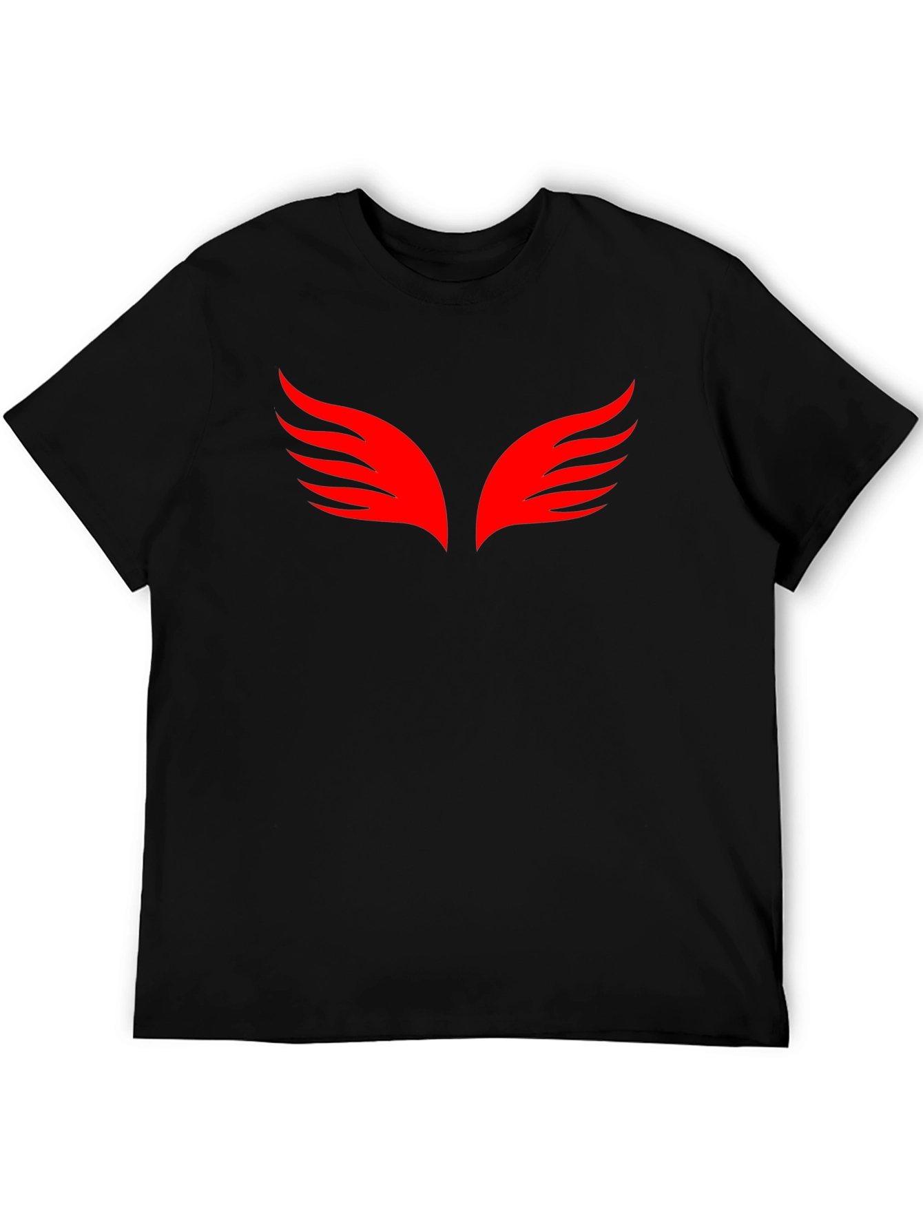 Black T-Shirt with Red Wings Graphic