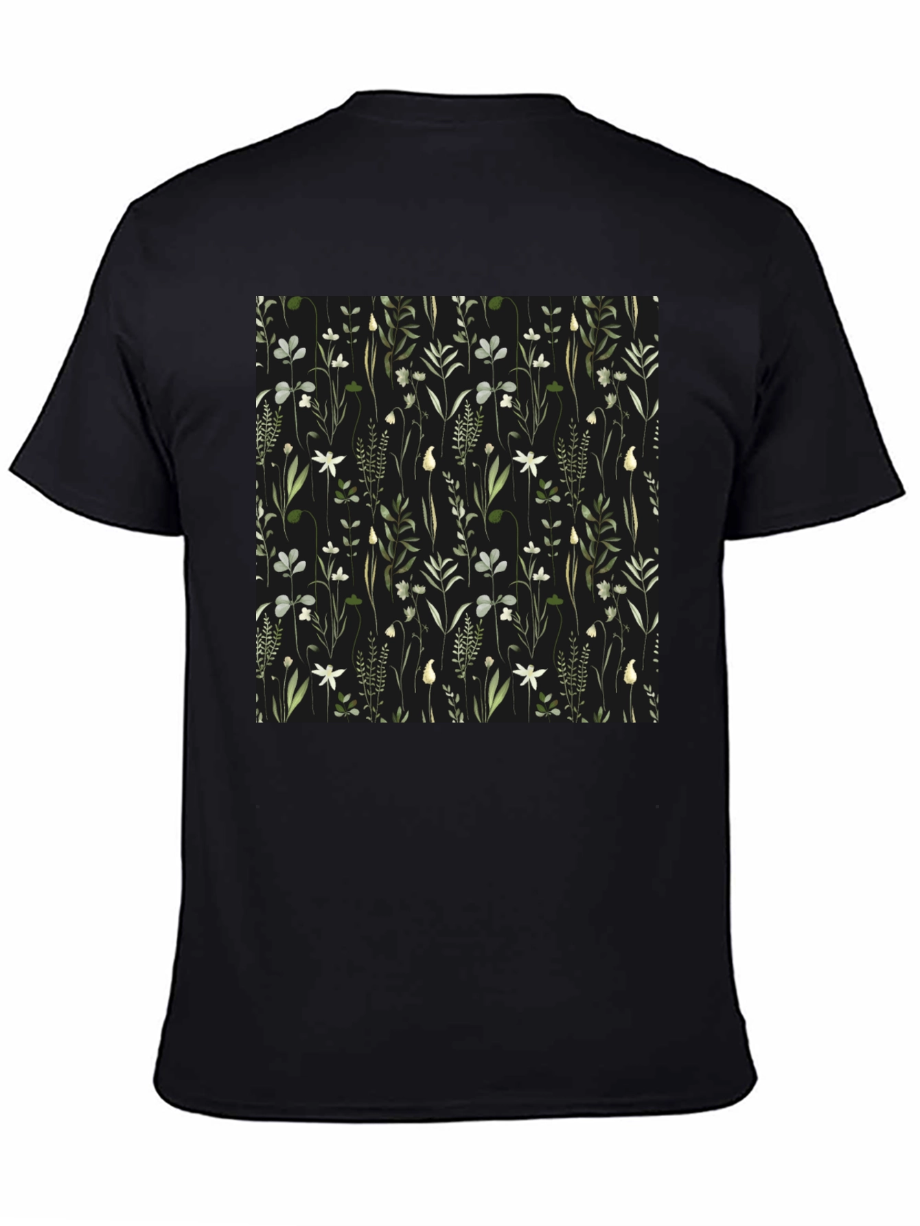 Botanical Print Black T-Shirt