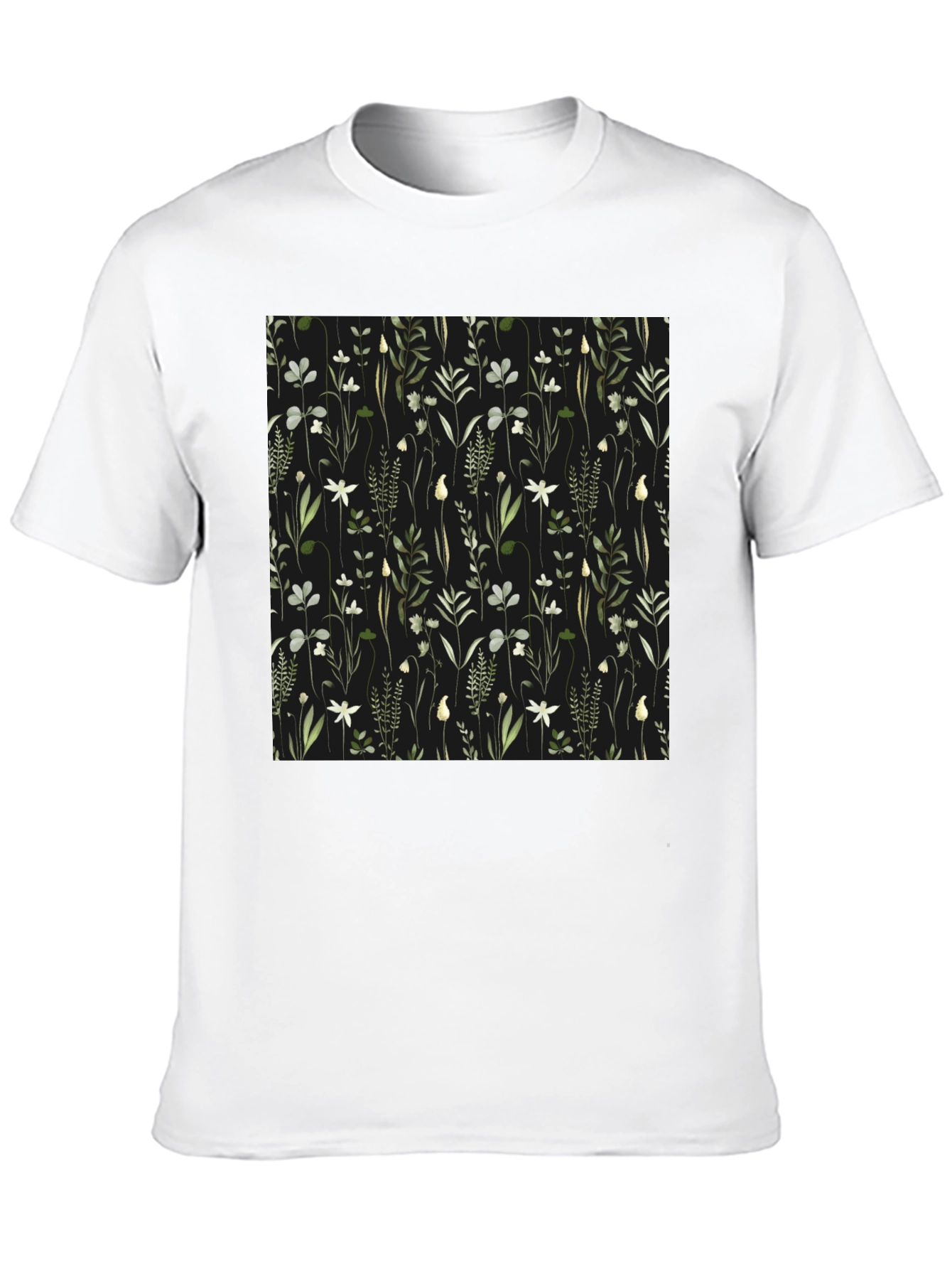 Botanical Print Black T-Shirt