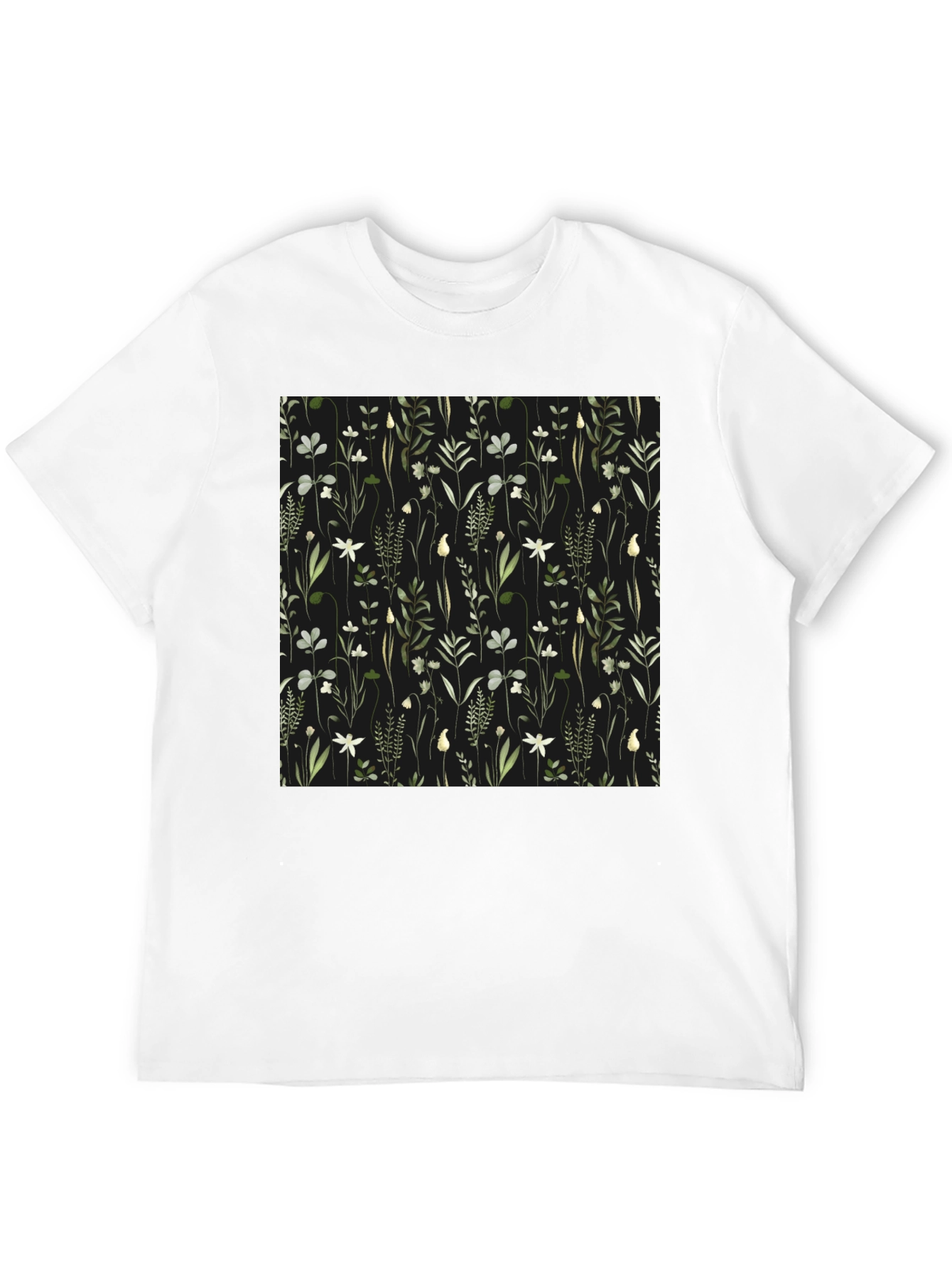 Botanical Print Black T-Shirt